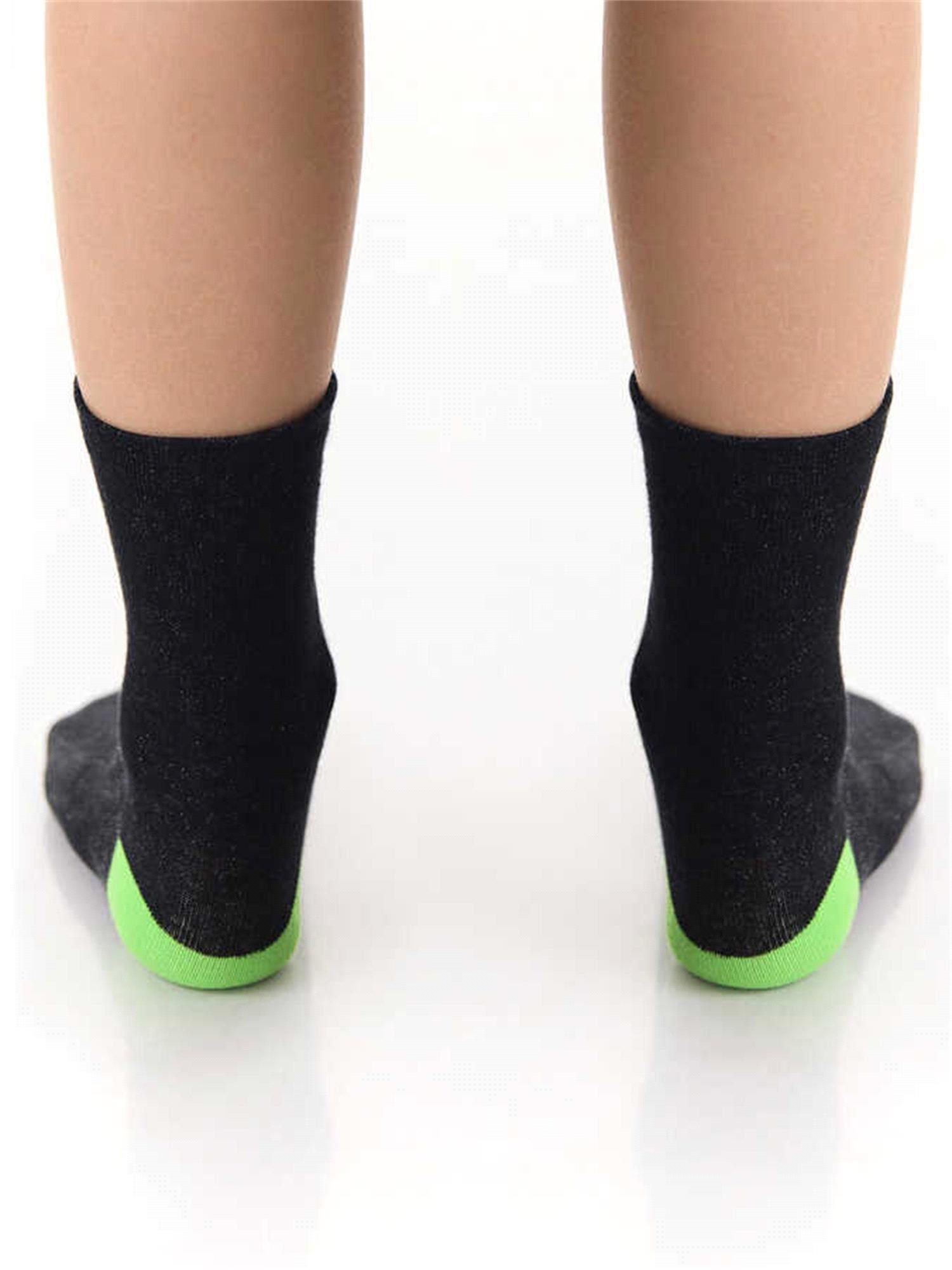 Denokids Erkek Çocuk Korsan Çizgili Soket Çorap 2 Çift Takım Siyah Beyaz MS-22S1-102