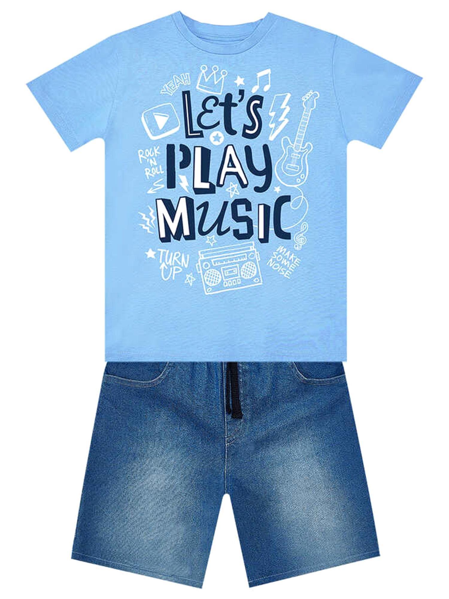 Denokids Erkek Çocuk Let's Play Tişört Denim Şort Takım MS-24Y1-060