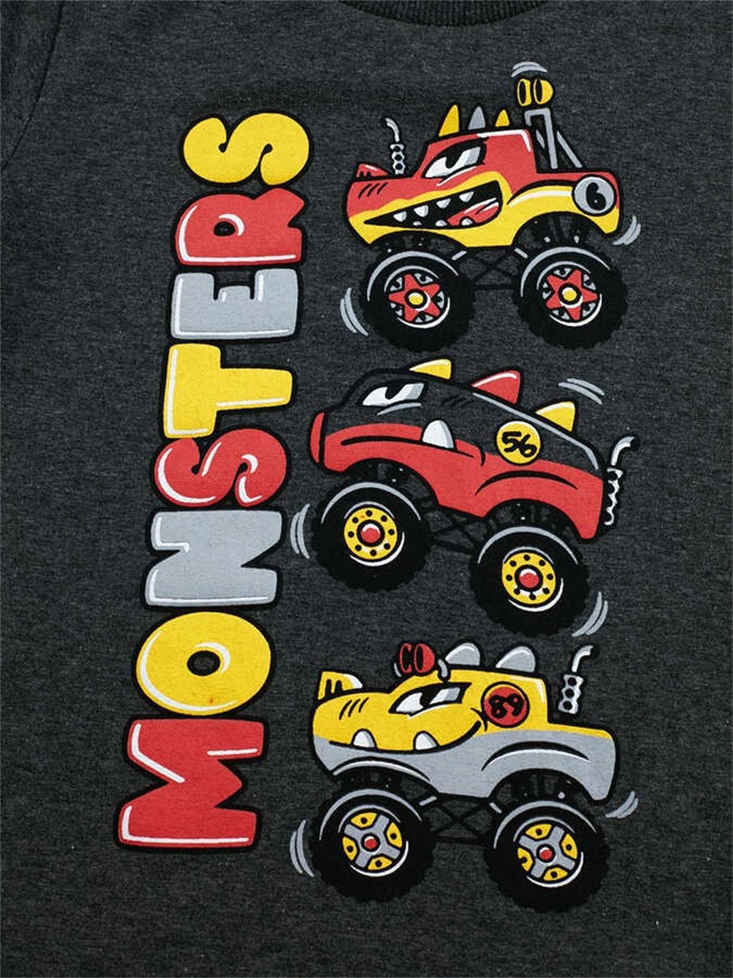Denokids Erkek Çocuk  Monster Race T-shirt Pantolon Takım CFF-21S1-065