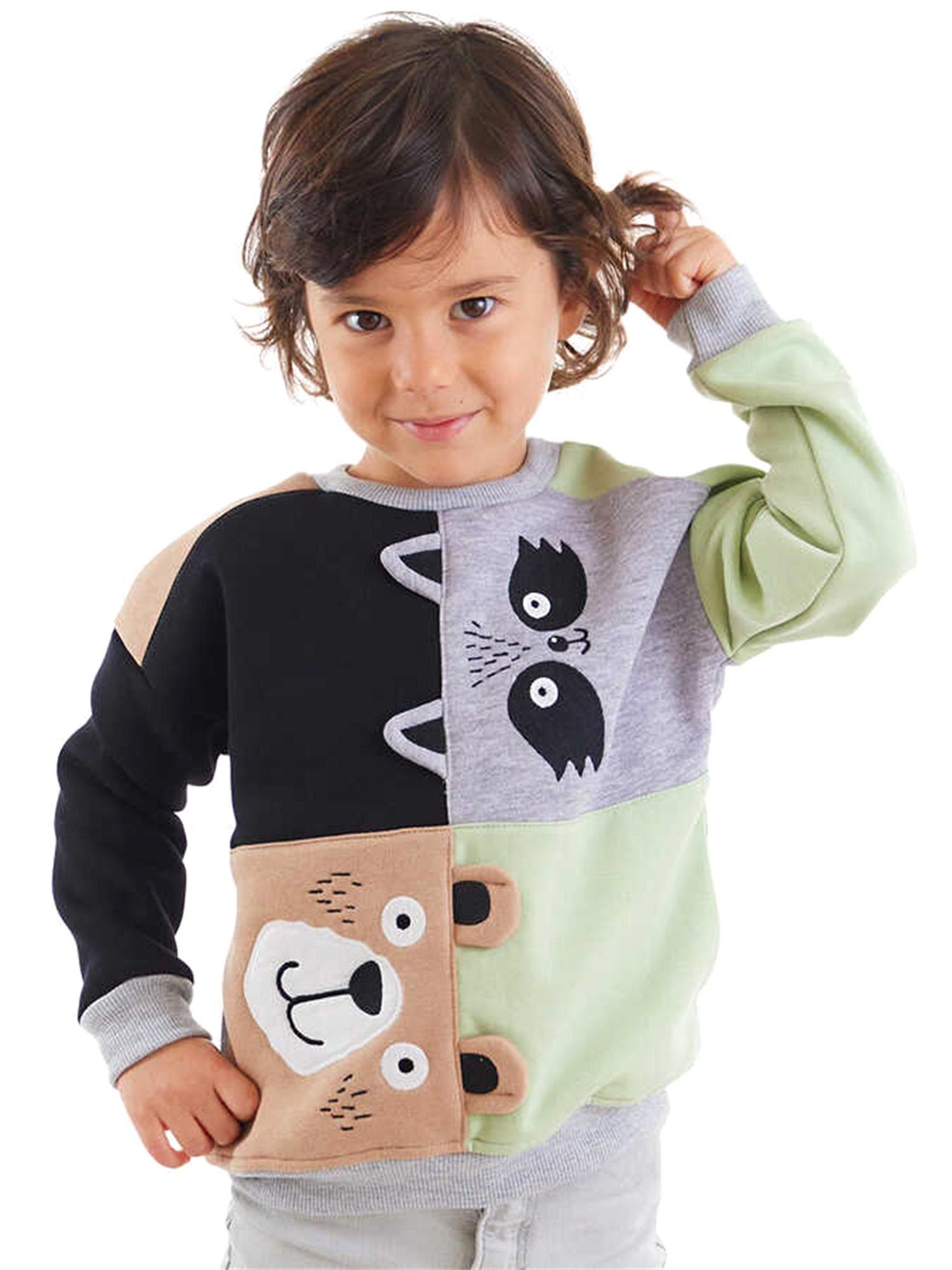 Denokids Erkek Çocuk Rakun Ve Ayı Sweatshirt CFF-23K1-025