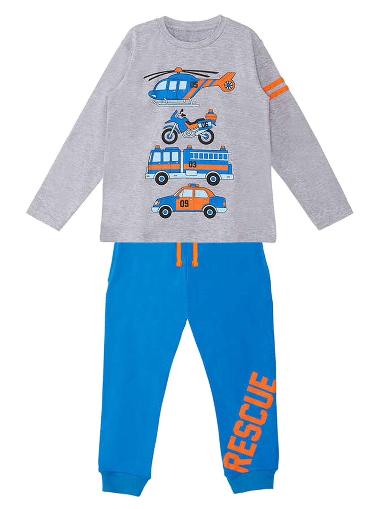 Denokids Erkek Çocuk Rescue Team Tişört Pantolon Takım Gri MS-21S1-038