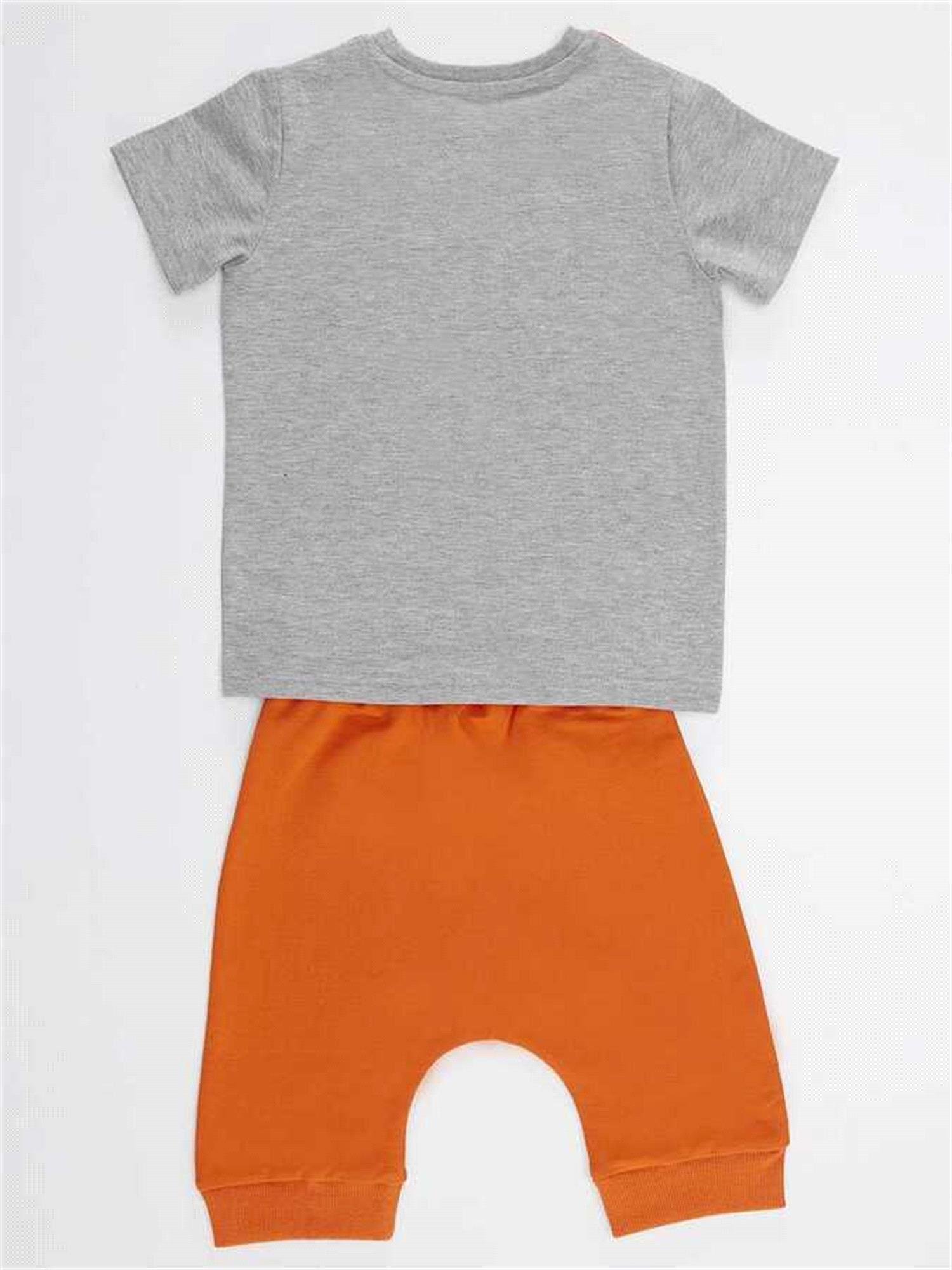 Denokids Erkek Çocuk Roar Kaplan T-shirt Kapri Şort Takım CFF-22Y1-049