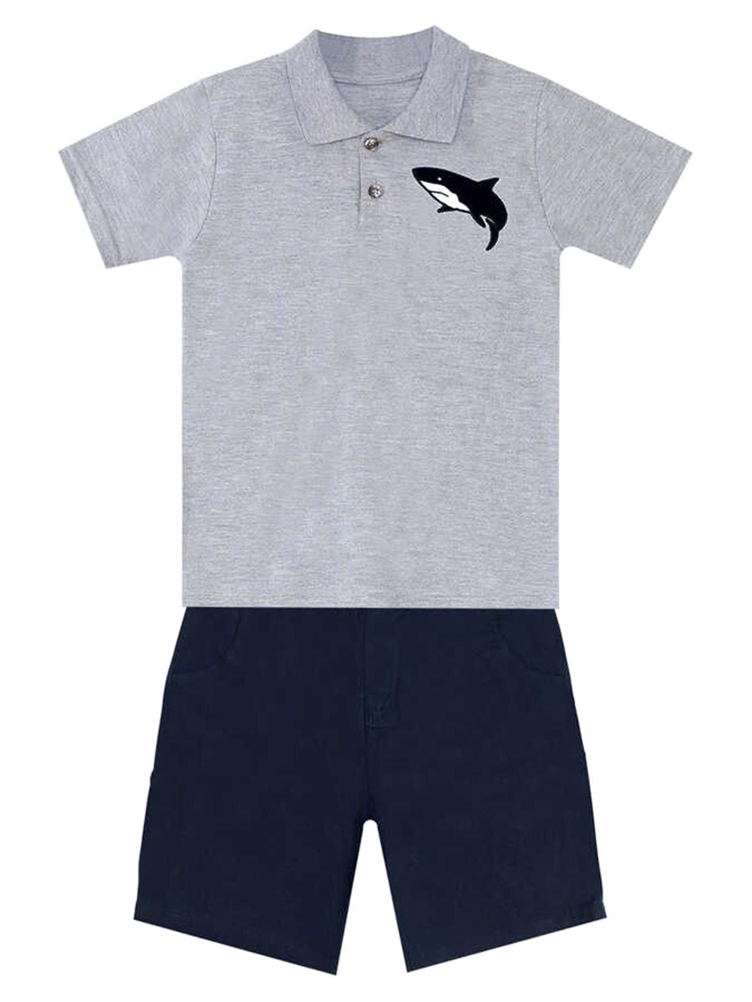 Denokids Erkek Çocuk Sharrk Polo Yaka Tişört Şort Takım MS-24Y1-034