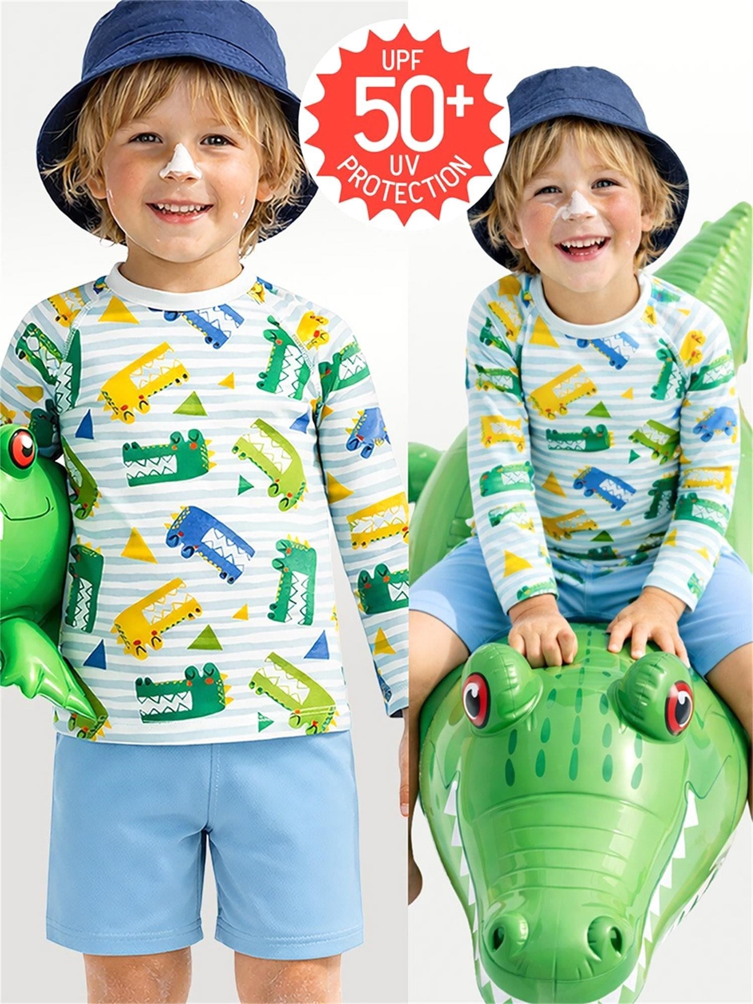 Denokids Erkek Çocuk UV Korumalı Timsah Mayo Tişört CFF-26Y1-117