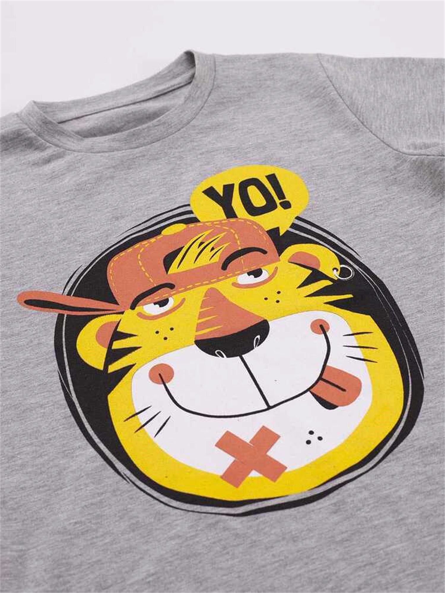 Denokids Erkek Çocuk Yo Kaplan T-shirt Kapri Şort Takım CFF-22Y1-045