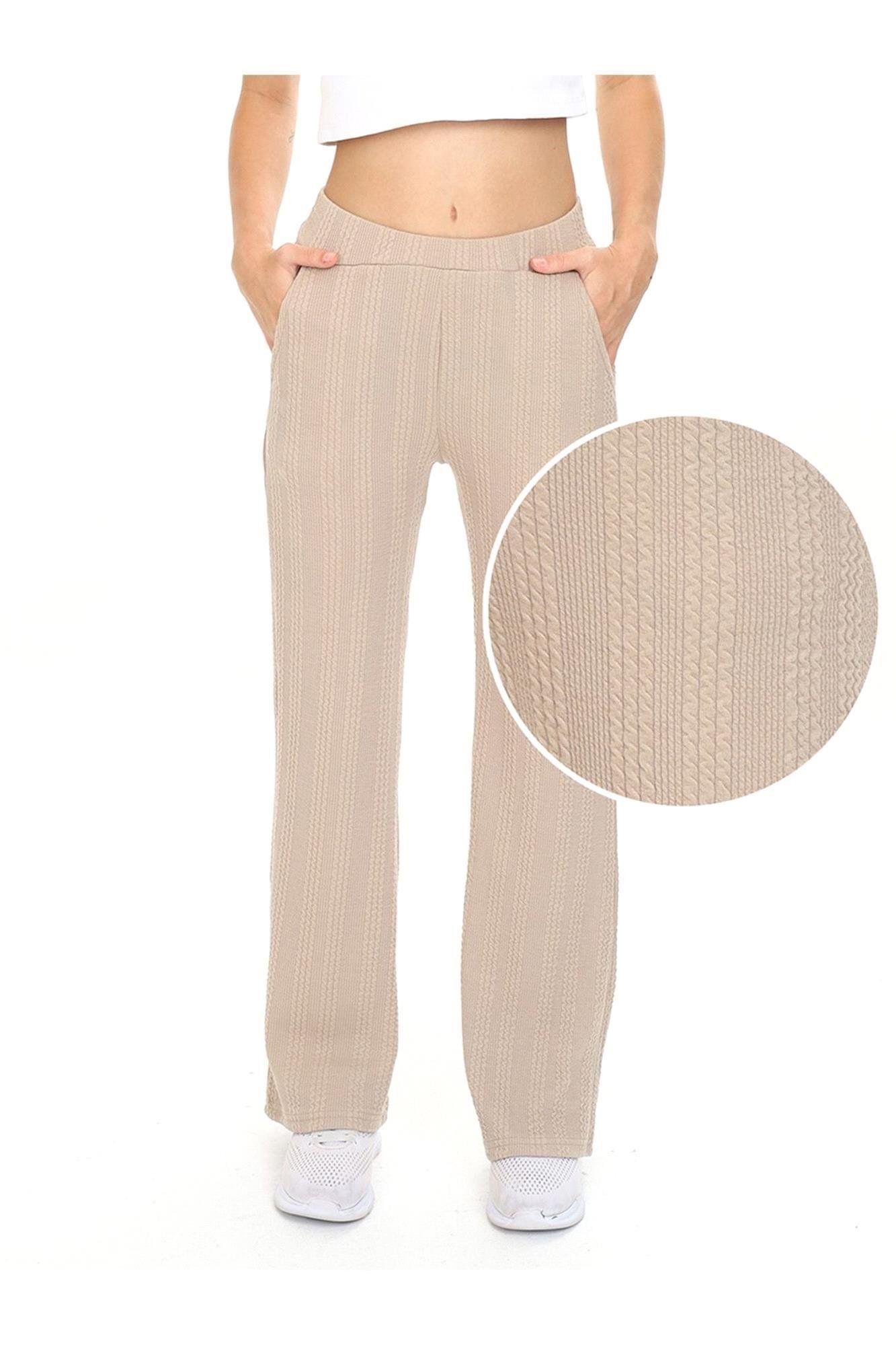 Denokids Kız Çocuk Boru Paça Basic Eşofman Altı Bej CFF-24S1-169