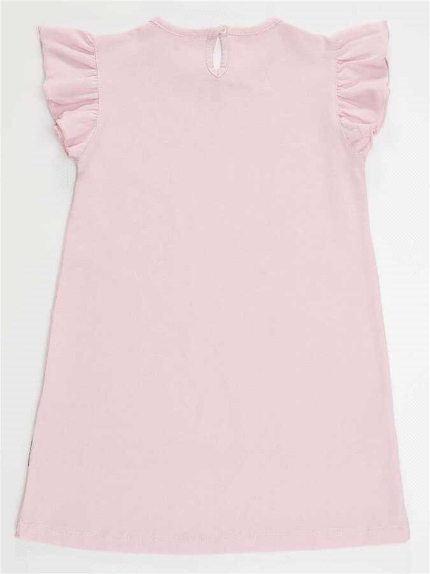 Denokids Kız Çocuk Çizgili Dostlar Elbise Pembe CFF-22Y1-031