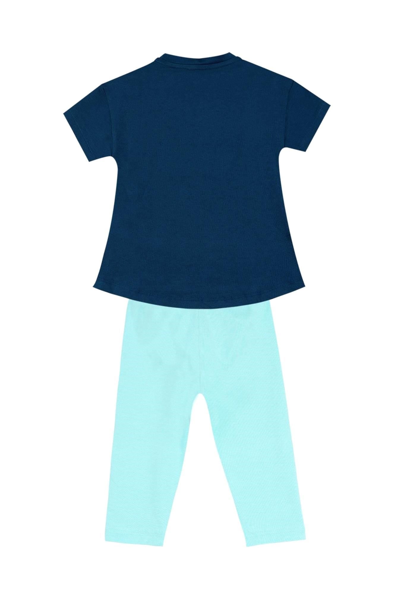 Denokids Kız Çocuk Denizatı Unicorn Tunik Tayt Takım Lacivert MS-20Y1-064