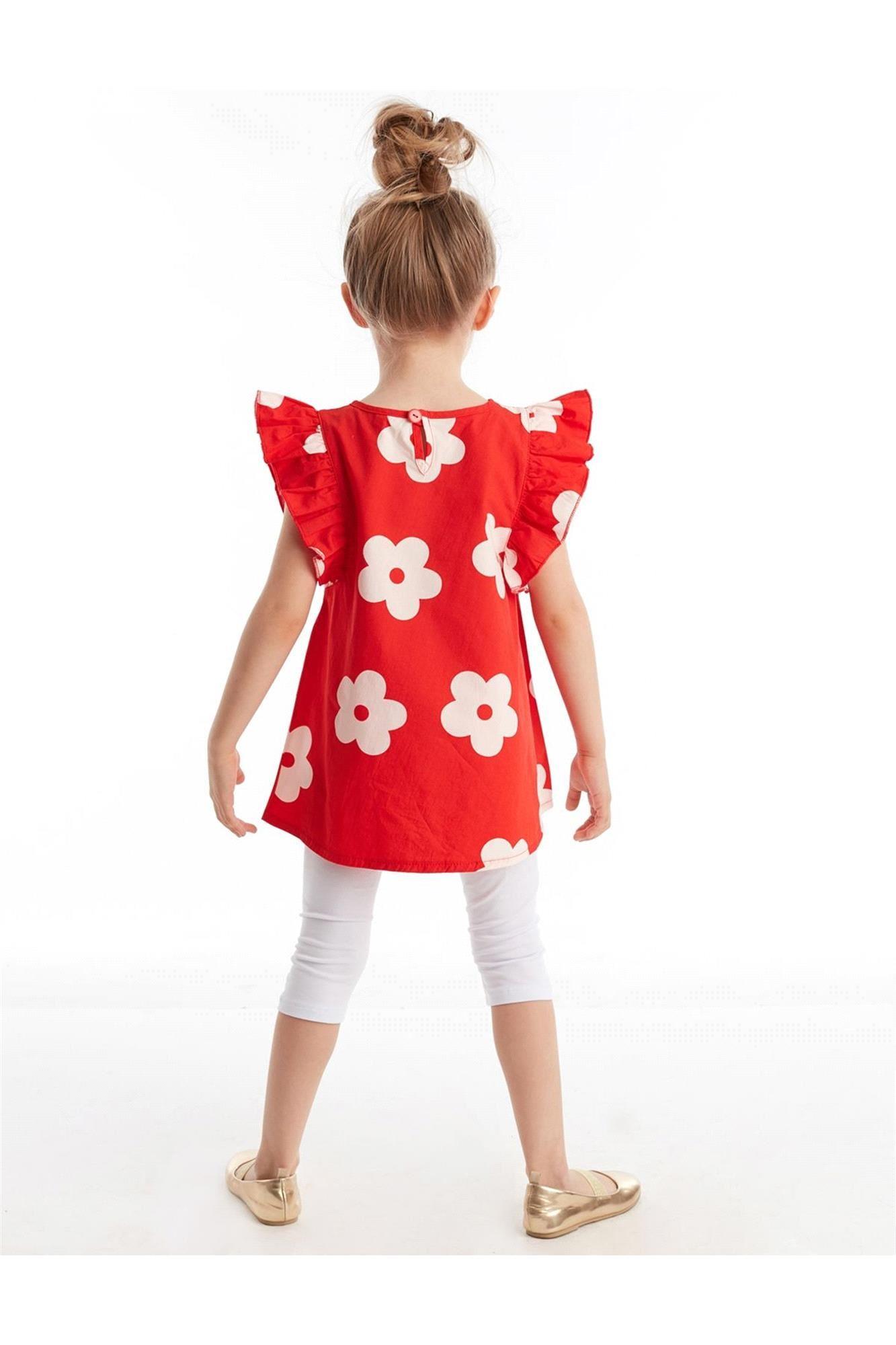 Denokids Kız Çocuk Frog Tunik Tayt Takım Kırmızı CFF-20Y1-045