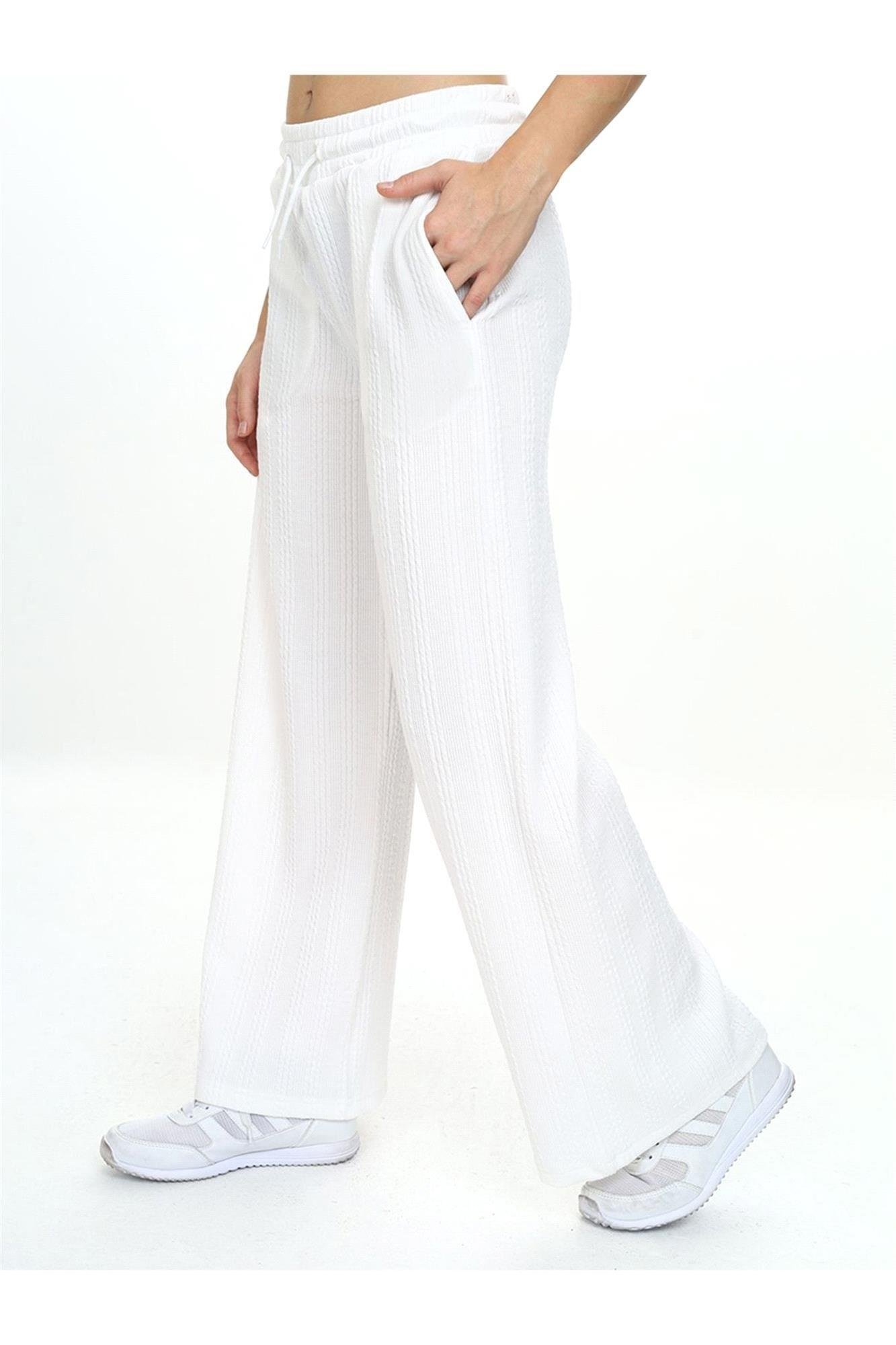 Denokids Kız Çocuk Geniş Paça Basic Eşofman Alt Ekru CFF-24S1-167