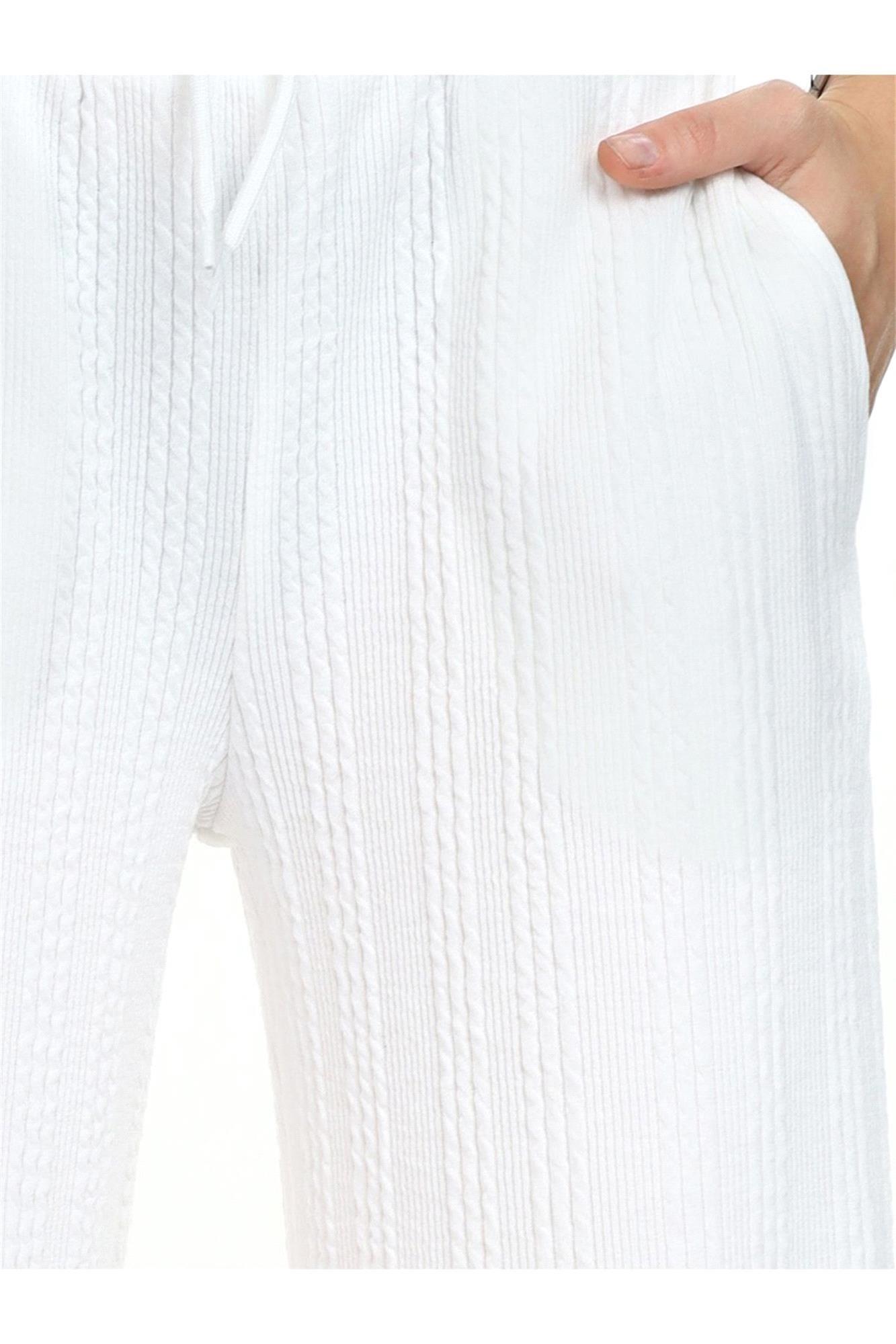 Denokids Kız Çocuk Geniş Paça Basic Eşofman Alt Ekru CFF-24S1-167