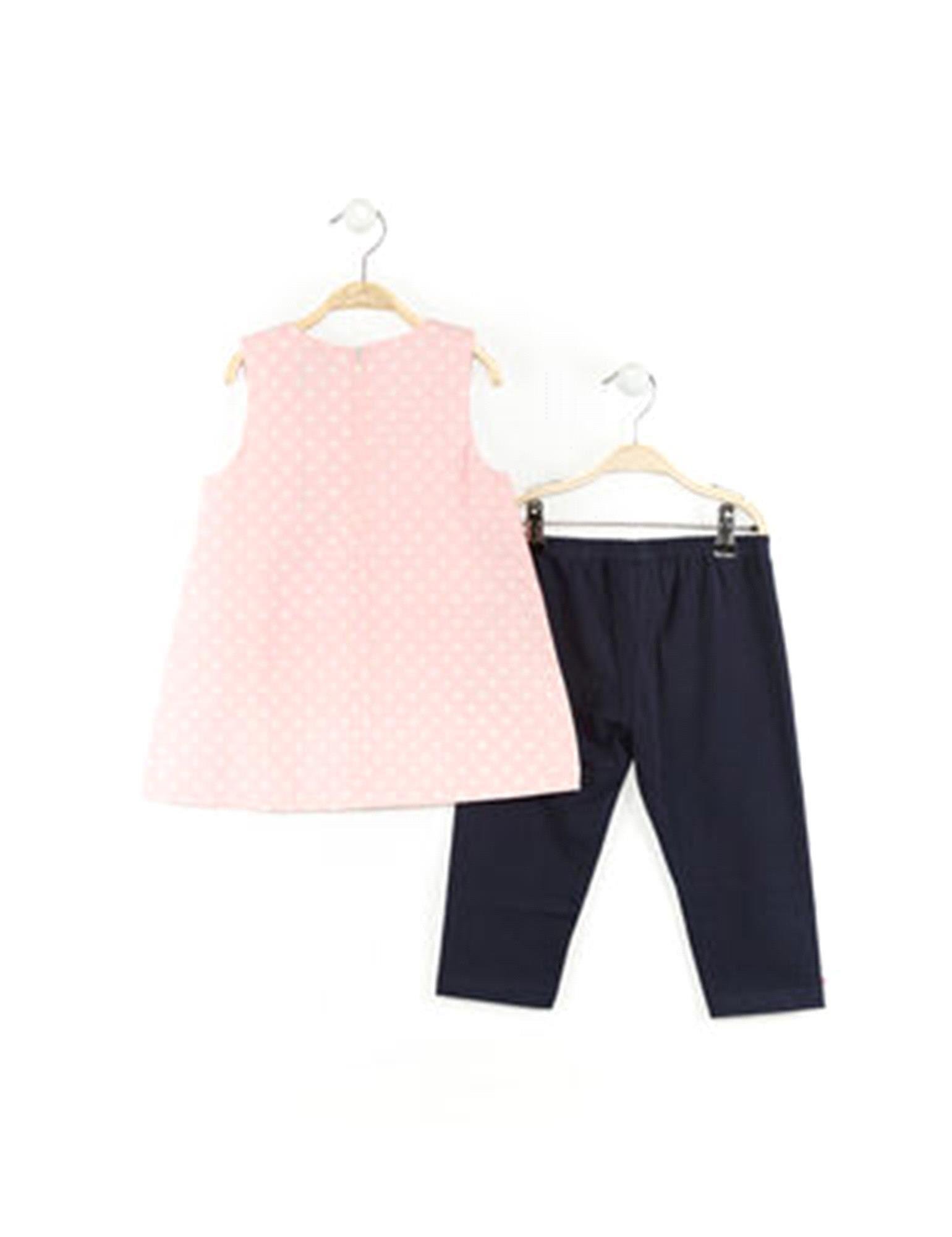 Denokids Kız Çocuk Hello Tavşan Pembe Tunik Takım Cff-19Y1-155