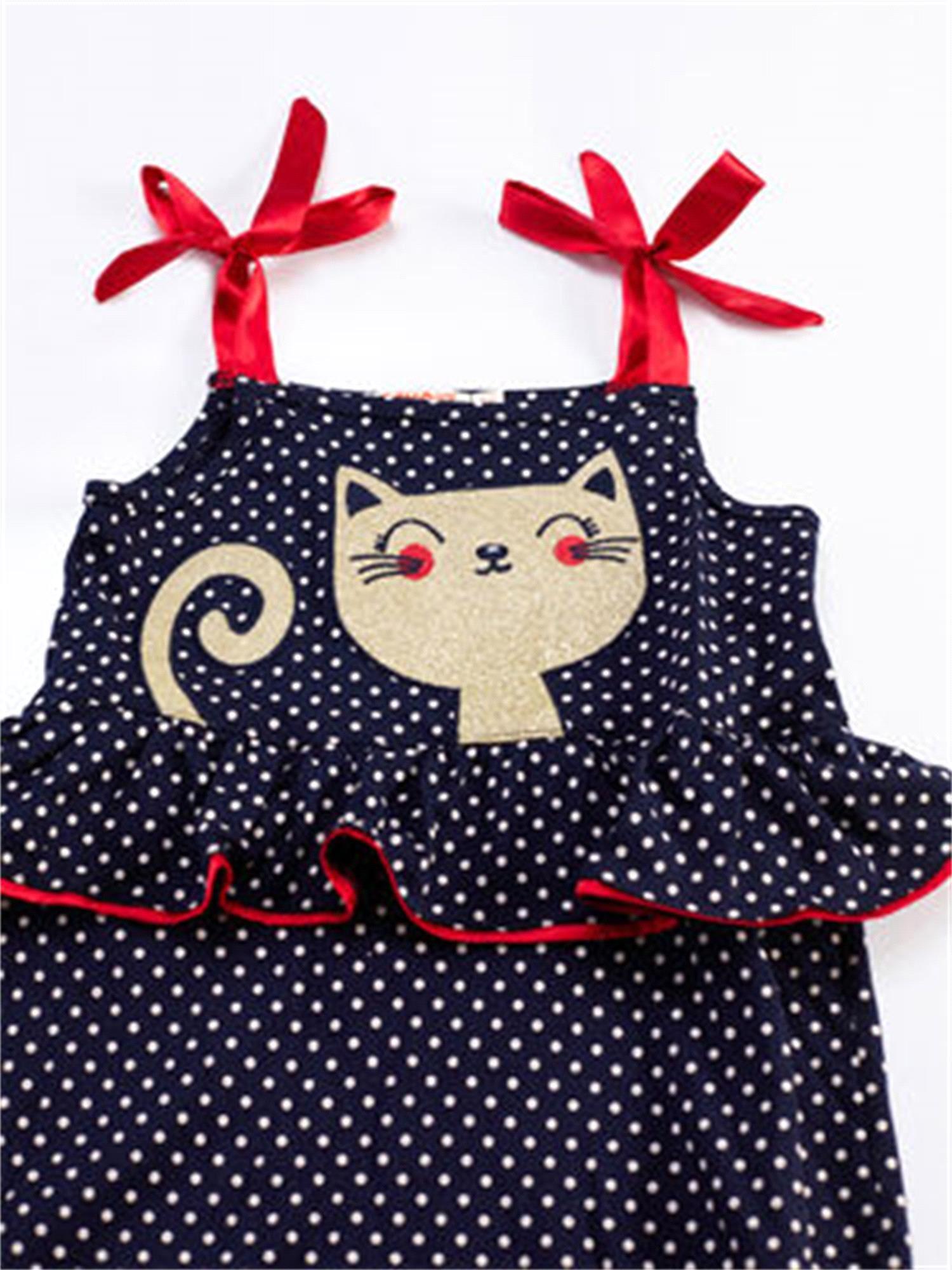 Denokids Kız Çocuk Kedi Puanlı Tulum Cff-21Y1-057