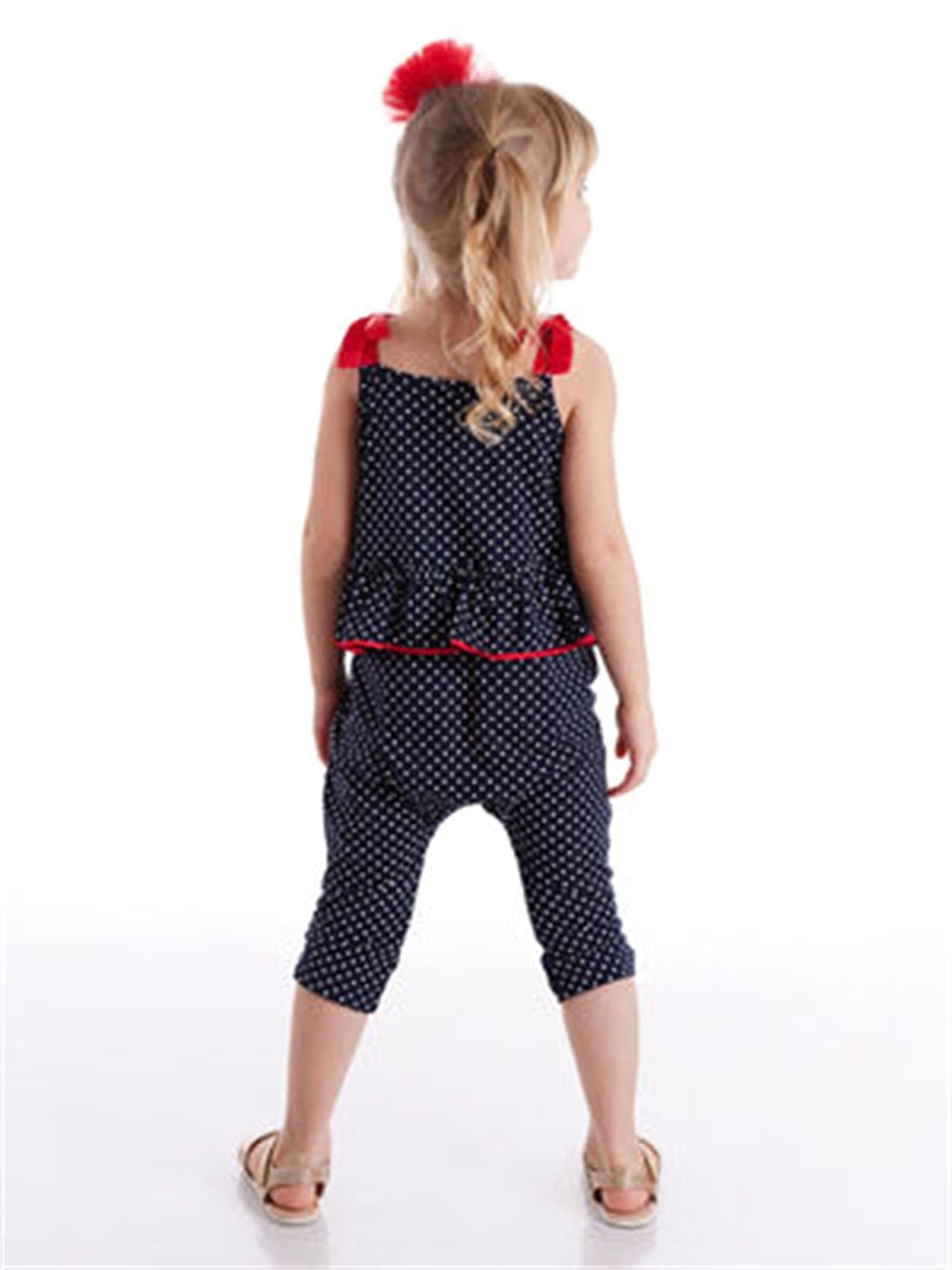 Denokids Kız Çocuk Kedi Puanlı Tulum Cff-21Y1-057