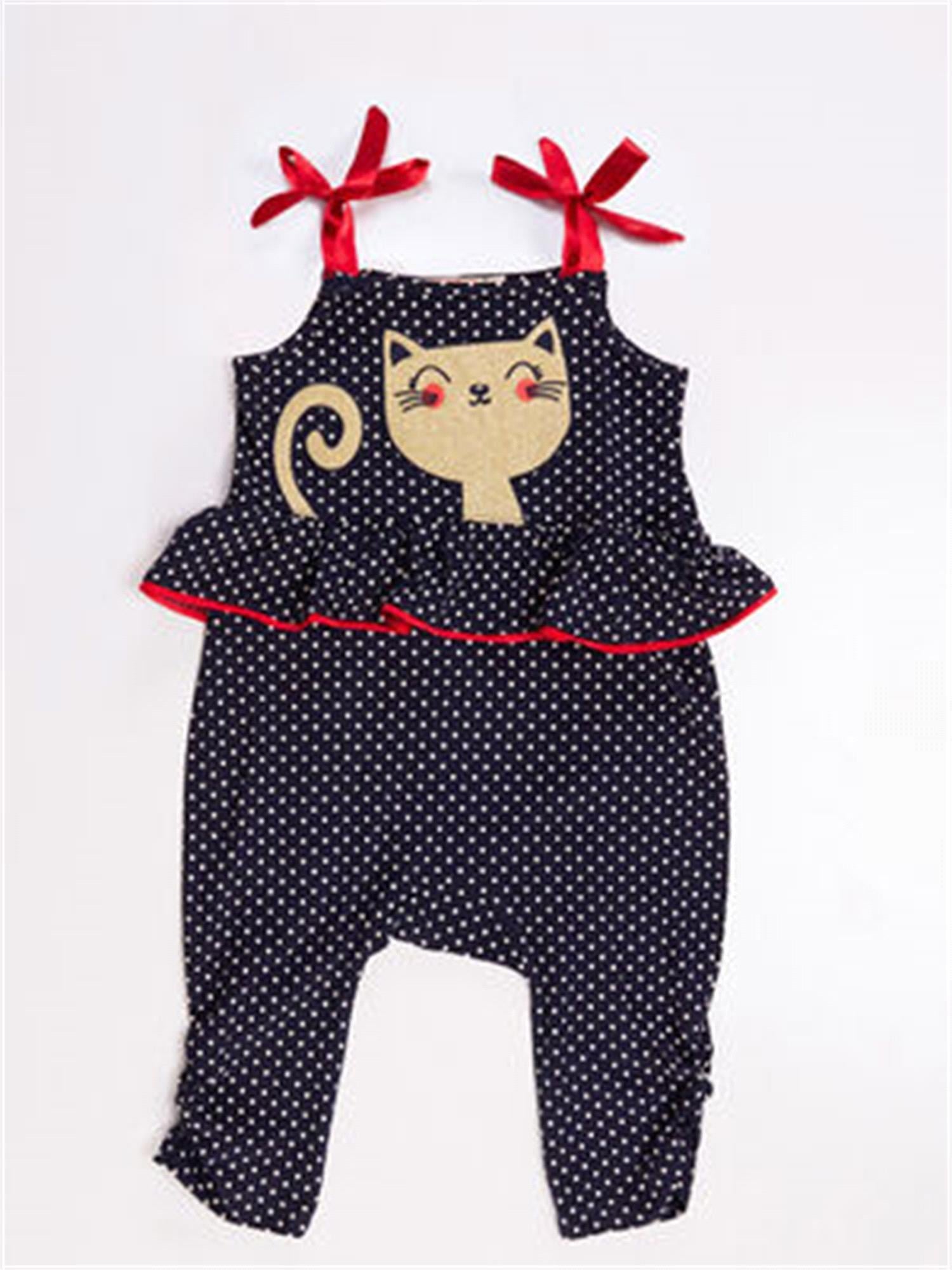 Denokids Kız Çocuk Kedi Puanlı Tulum Cff-21Y1-057