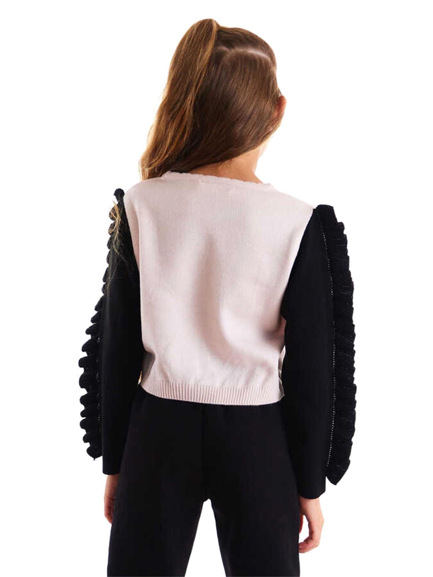 Denokids Kız Çocuk Kuğu Payetli Triko Kazak Pembe MS-21K1-040