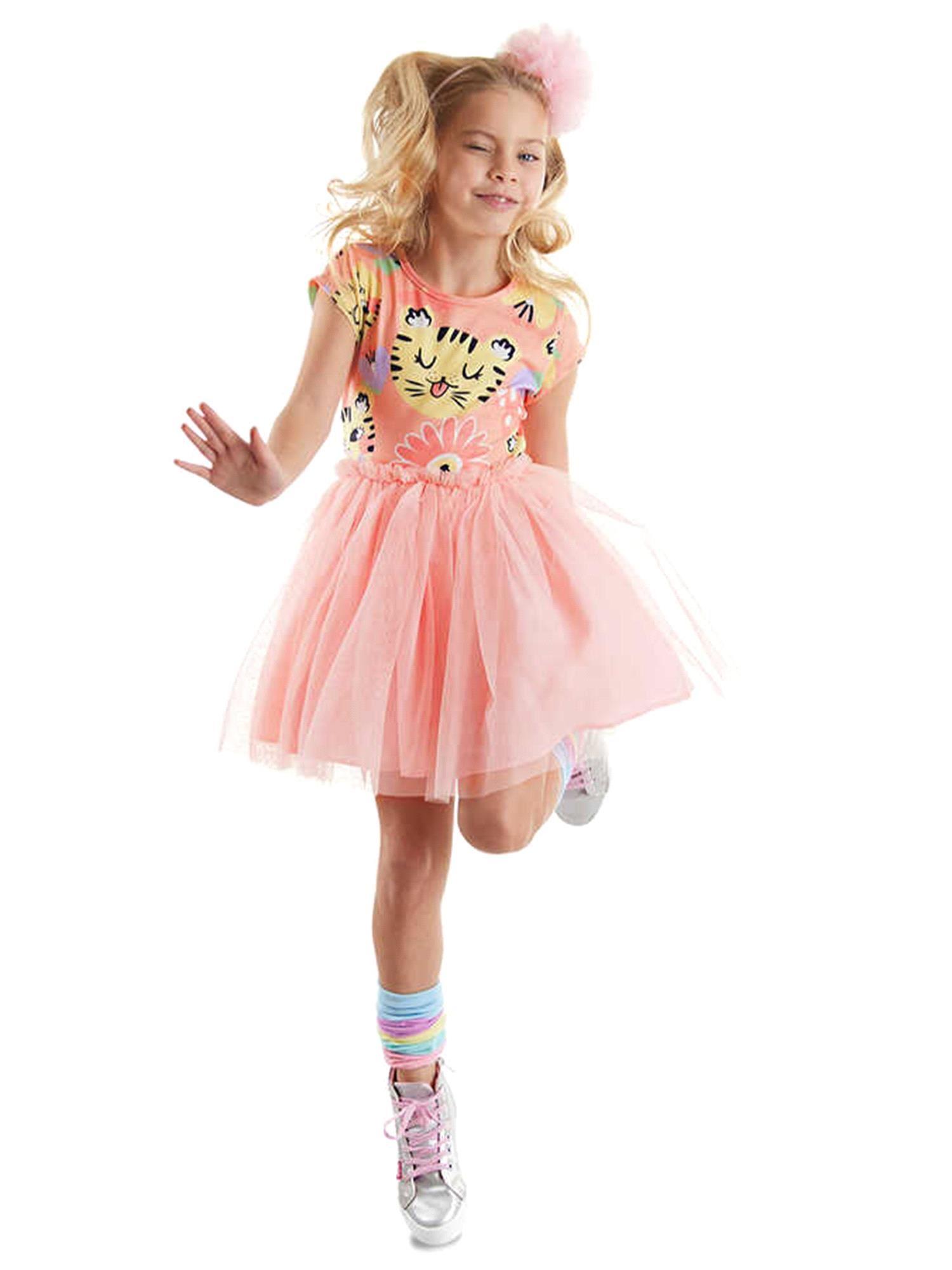 Denokids Kız Çocuk Leo Flower Tüllü Elbise CFF-24Y1-019