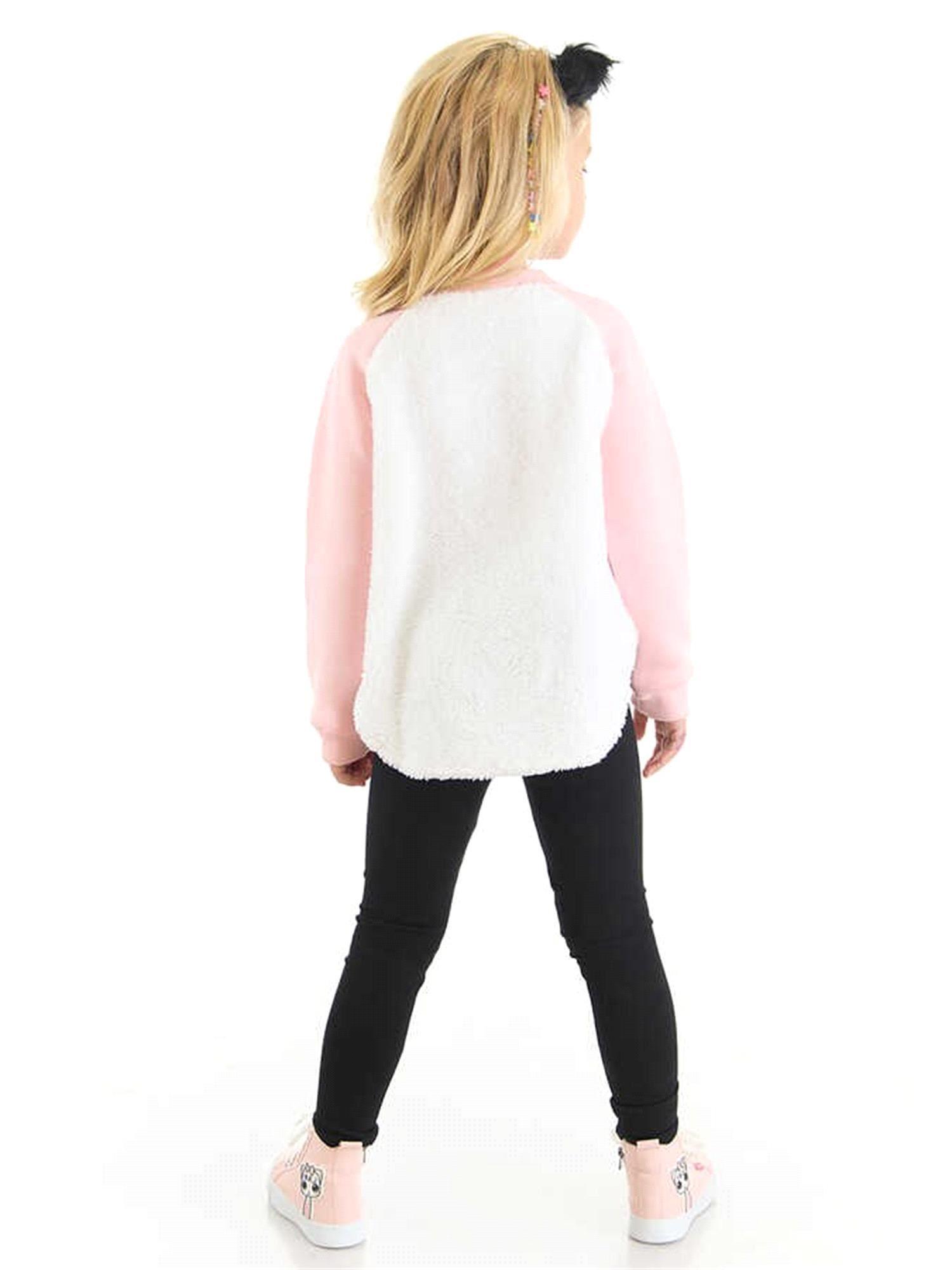 Denokids Kız Çocuk Peluş Panda Sweatshirt Tayt Takım CFF-22K1-015