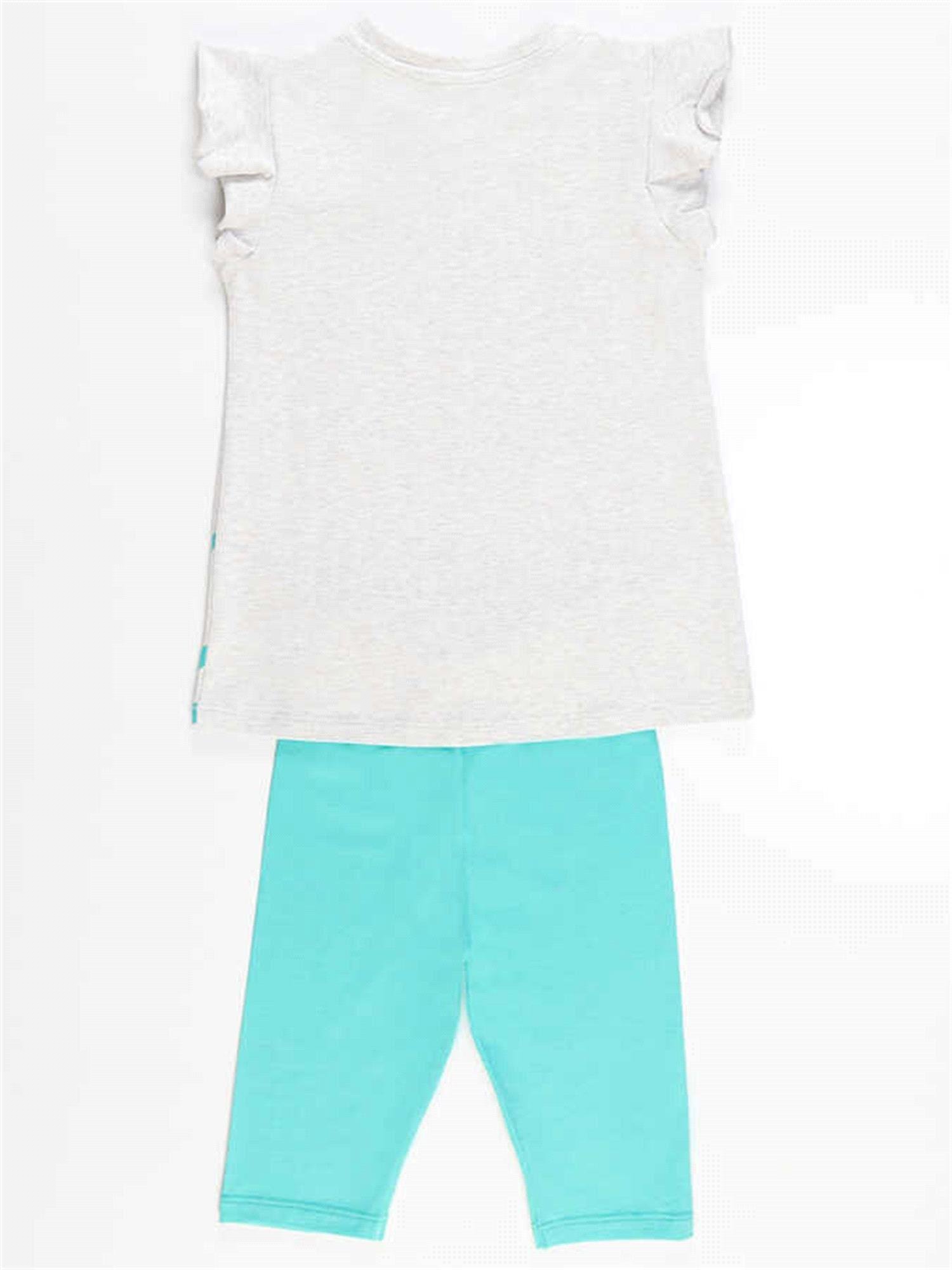 Denokids Kız Çocuk Süslü Zürafa T-Shirt Tayt Takım CFF-21Y2-039