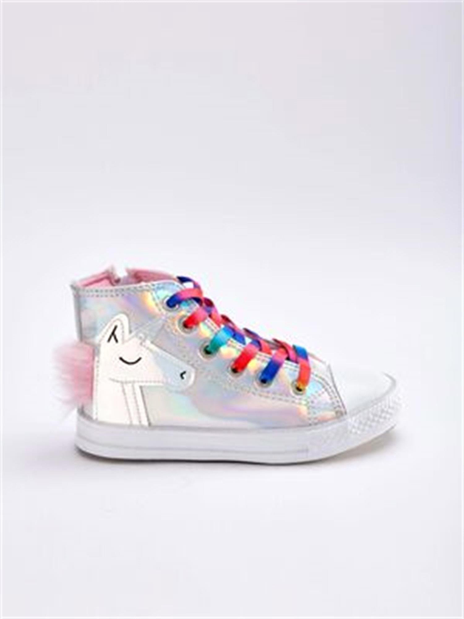 Denokids Kız Çocuk Unicorn Hologramlı Sneaker Gri Metalic CFF-19S1-269