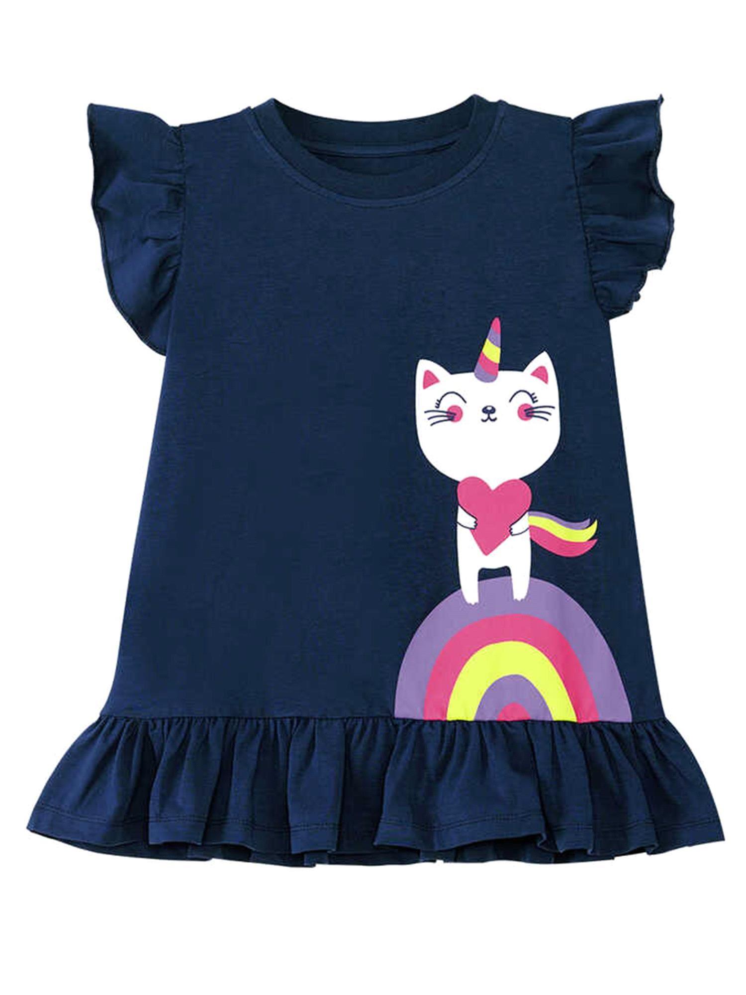 Denokids Kız Çocuk Unicorn Kedi T-shirt Tayt Takım CFF-24Y1-103