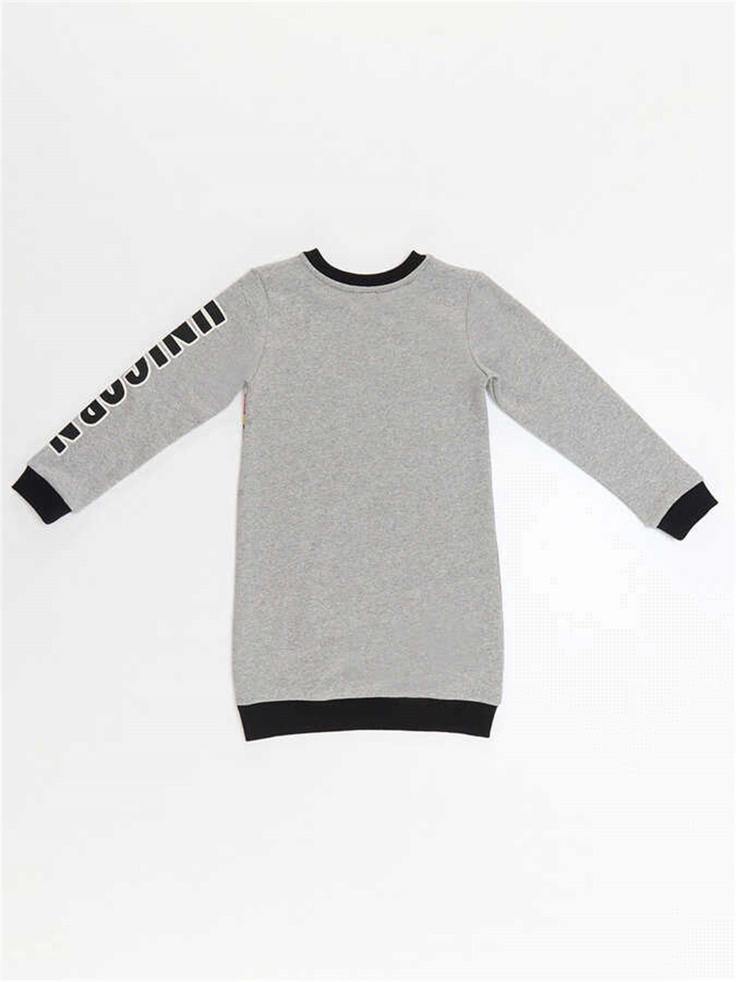 Denokids Kız Çocuk Unicorn Sweat Elbise Gri CFF-22S1-047