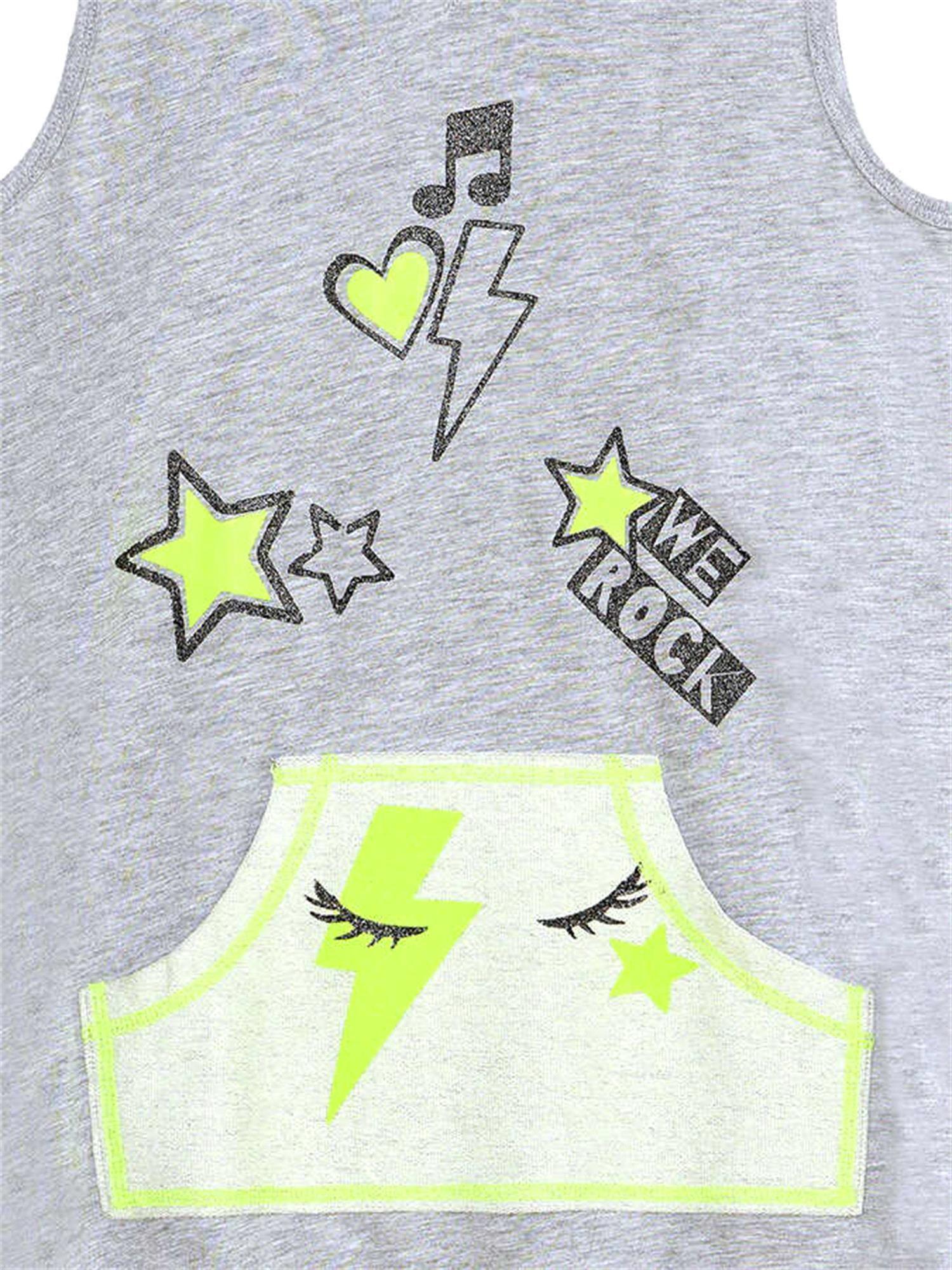 Denokids Kız Çocuk We Rock Kapüşonlu Elbise Gri Melanj MS-24Y1-052