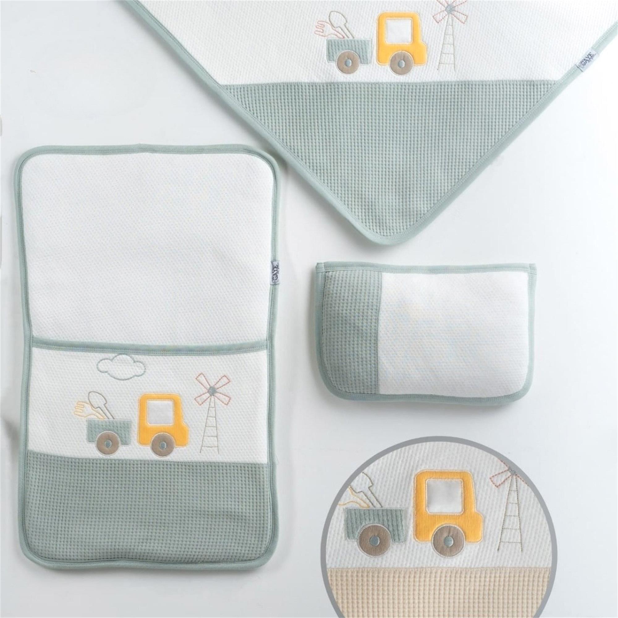 Gaye Bebe Erkek Bebek İşlemeli 3'lü Alt Açma Seti Mint 1498