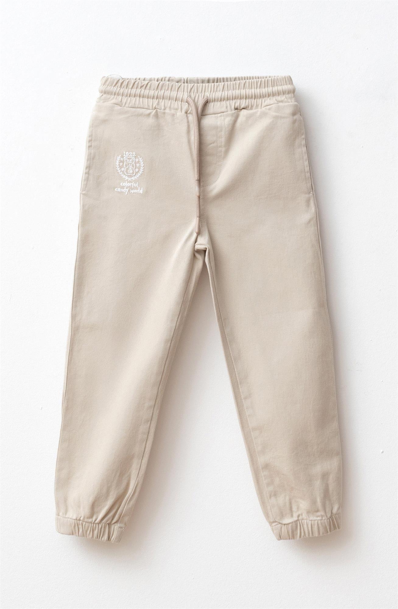 Haribo Erkek Çocuk Gabardin Jogger Pantolon Krem GB501