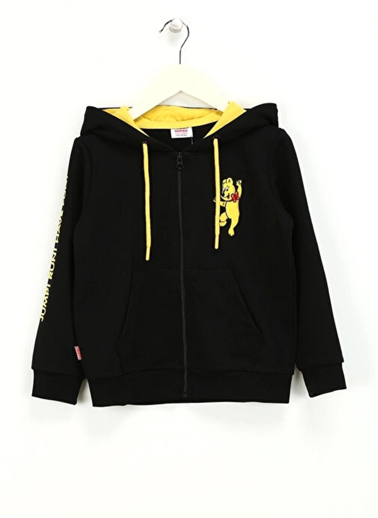 Haribo Erkek Çocuk Nakışlı Fermuarlı Sweatshirt Siyah HRBTXT319