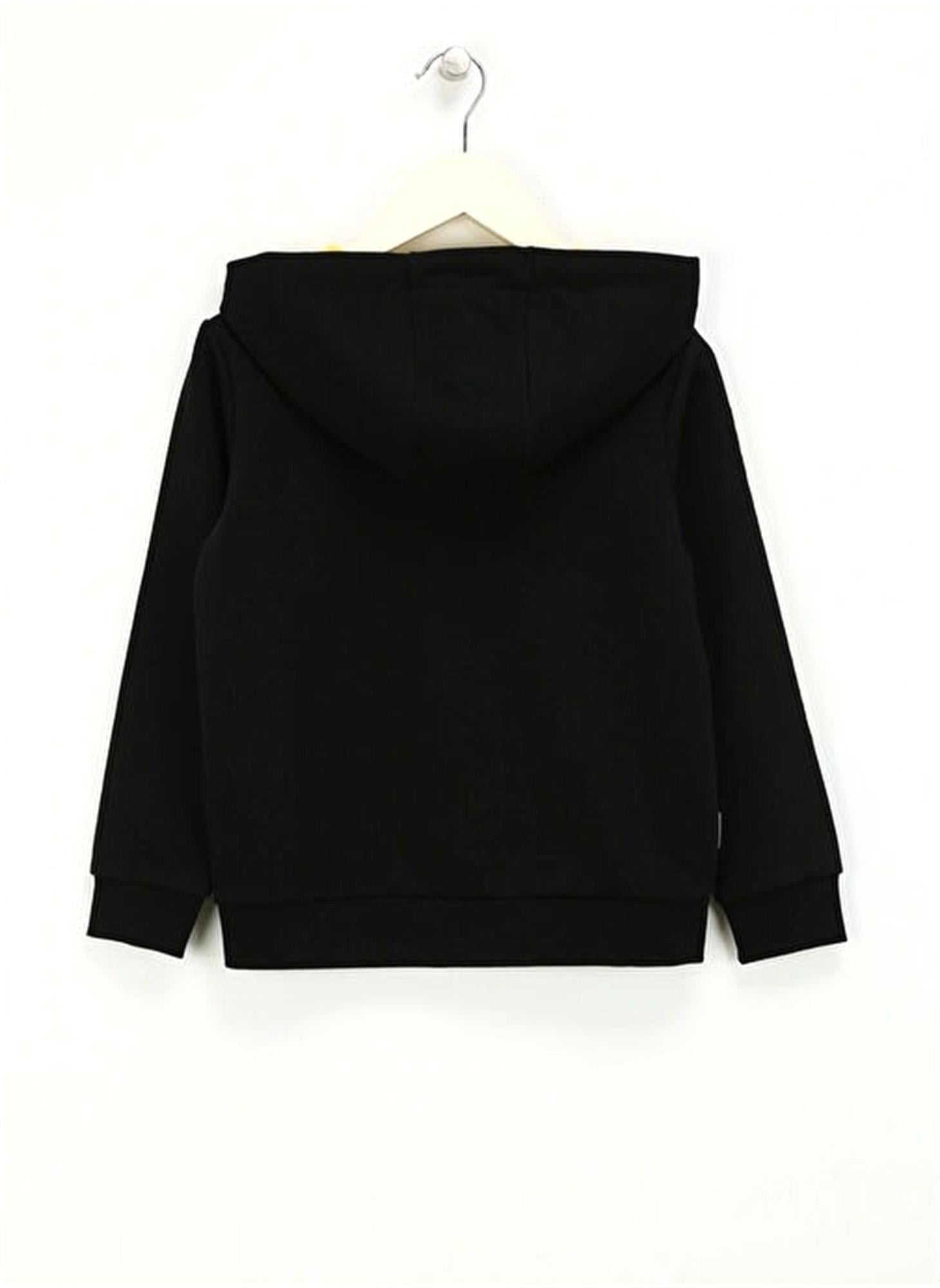 Haribo Erkek Çocuk Nakışlı Fermuarlı Sweatshirt Siyah HRBTXT319