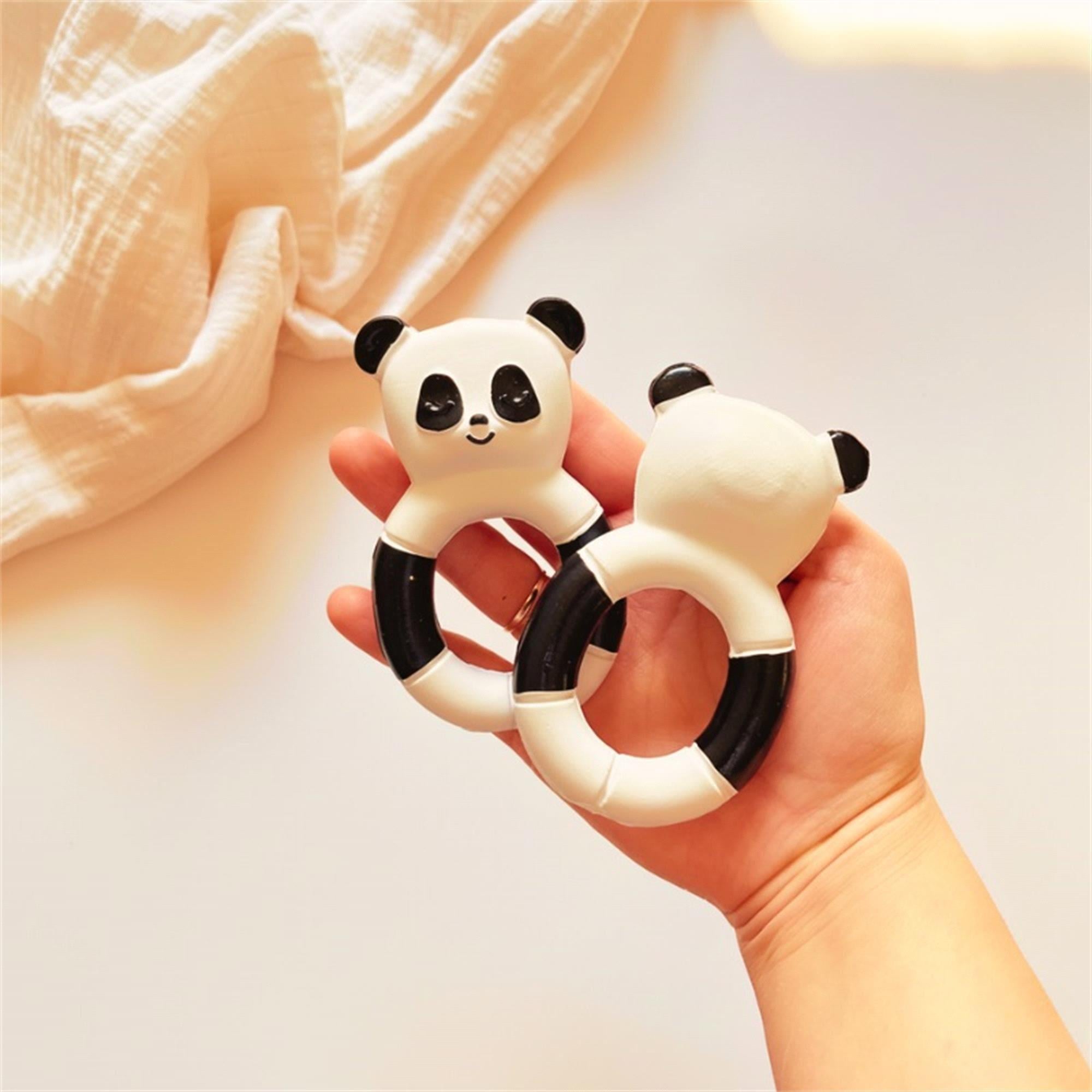 Hubble Bebek Halkalı Doğal Diş Kaşıyıcı ve Oyuncağı Panda Beyaz KO0002