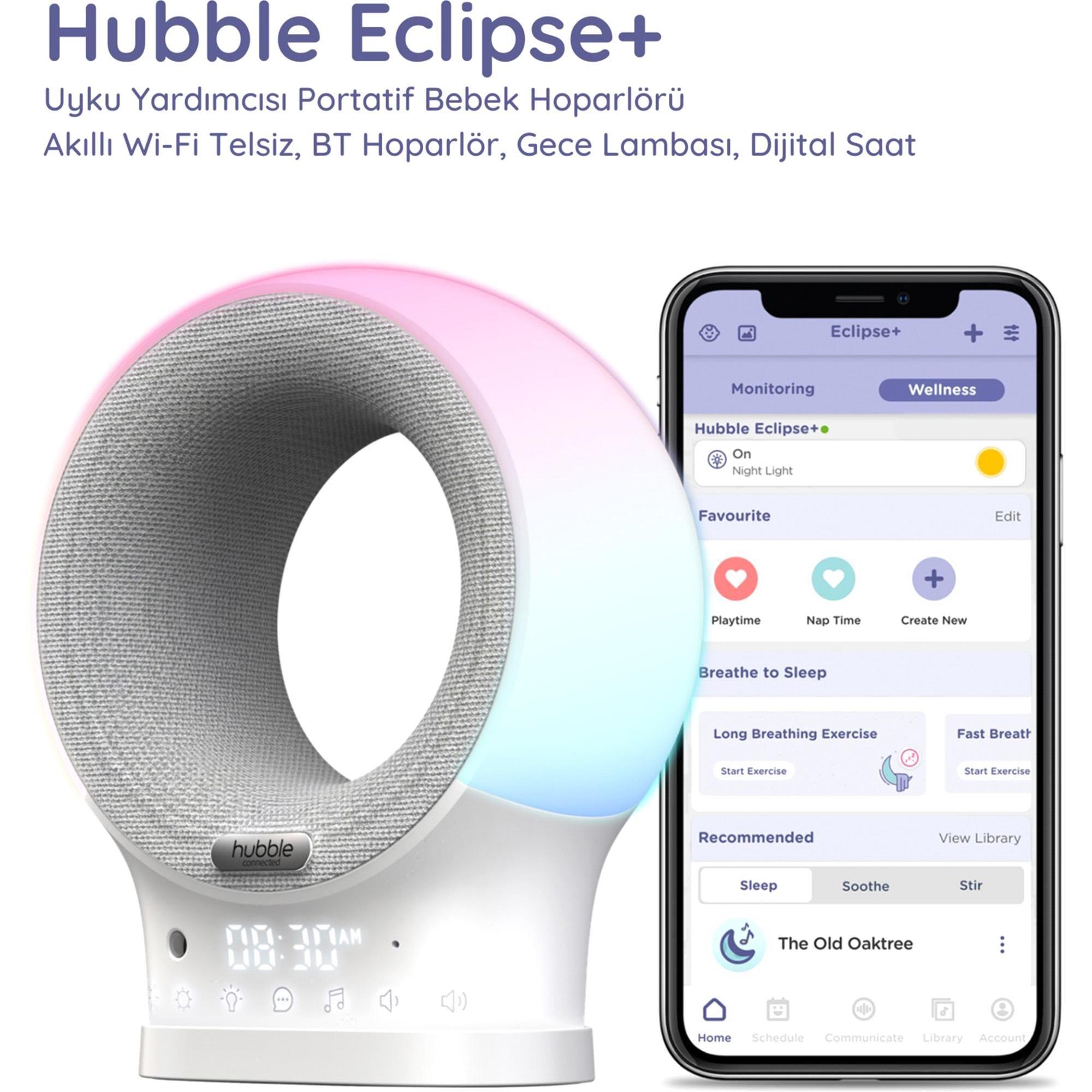 Hubble Eclipse+ Akıllı Wi-Fi Telsiz, Bt Hoparlör, Gece Lambası, Dijital Saat Uyku Yardımcısı