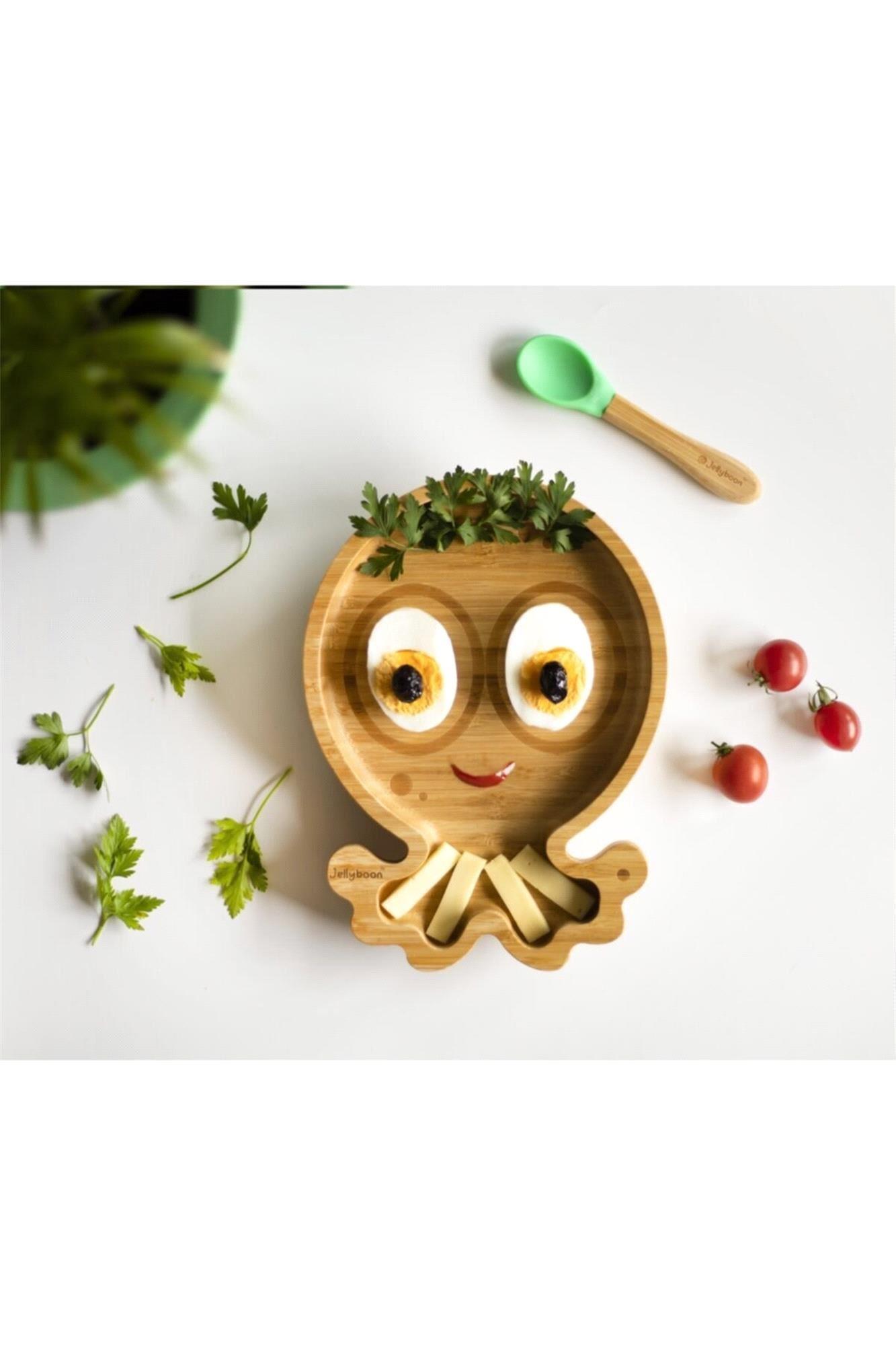 Jellyboon Bambu Ahtapot Vakumlu Tabak Turuncu