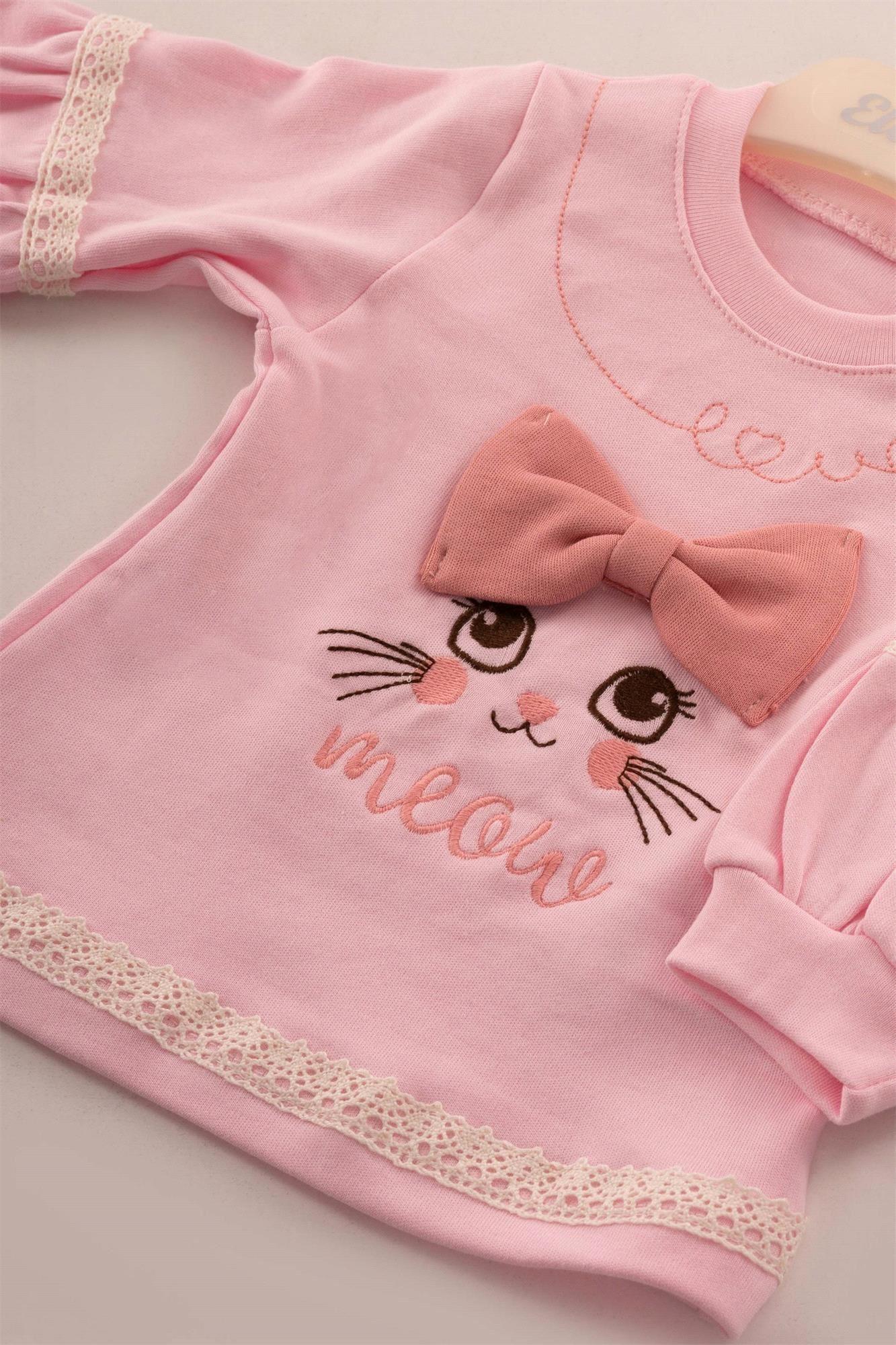 Kinder Baby Elci Baby Kız Bebek Fiyonklu Kedi 2'li Takım Pembe 6913
