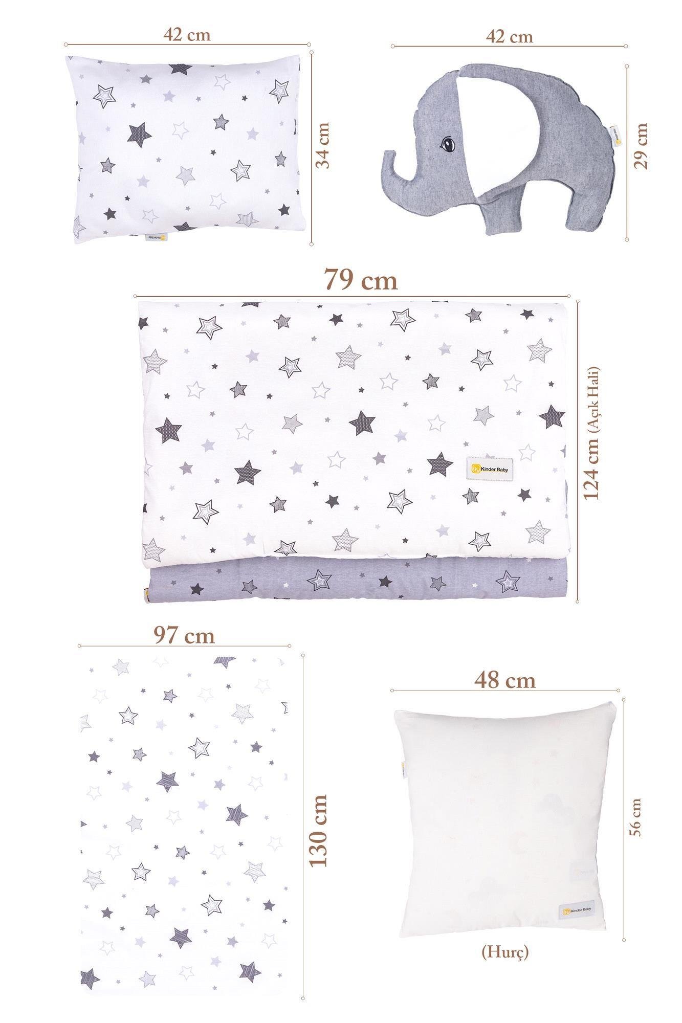 Kinder Baby Little One 5'li Oyun Parkı Uyku Seti Gri Yıldız 