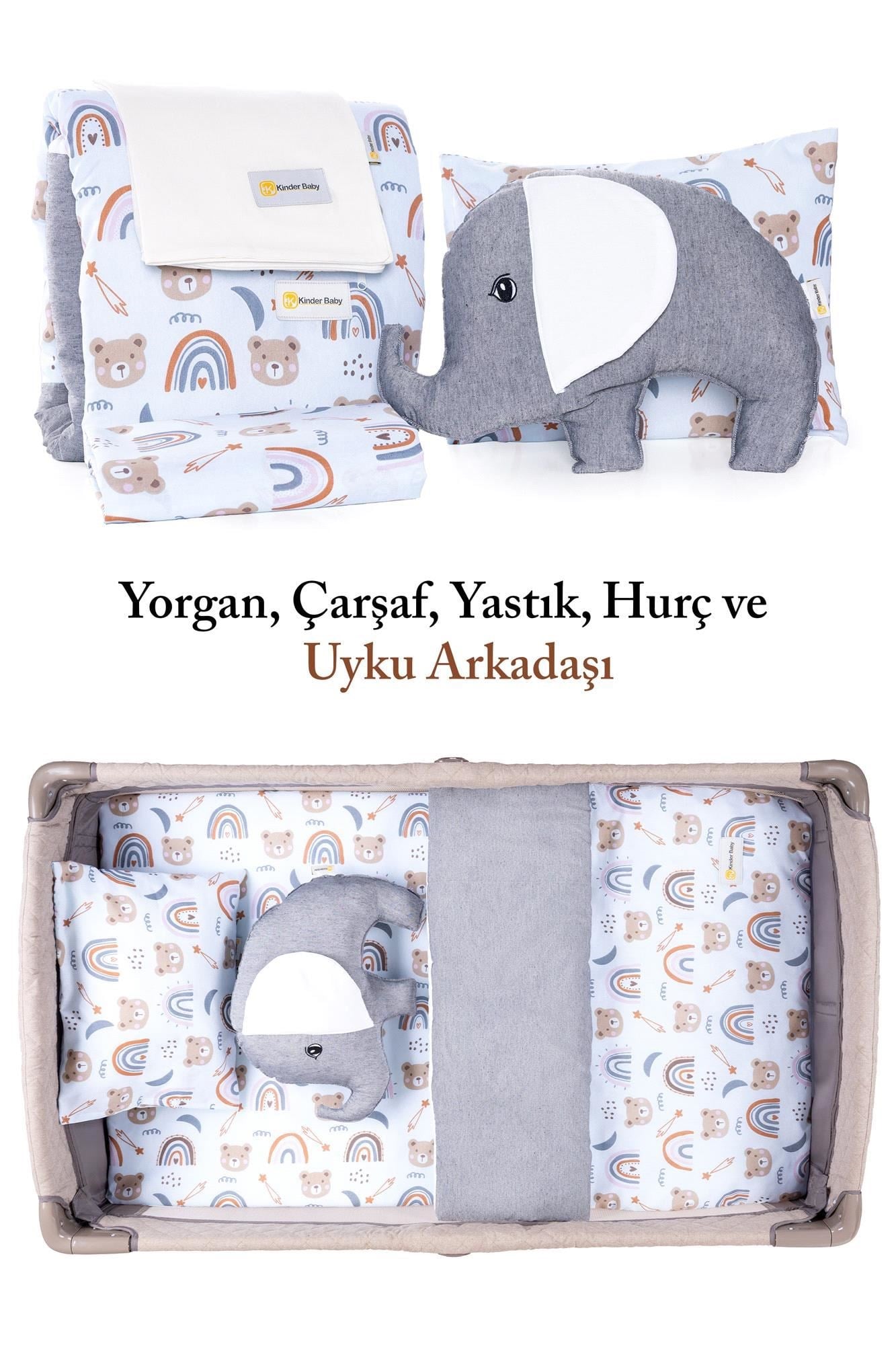 Kinder Baby Little One 5'li Oyun Parkı Uyku Seti Mavi Ayıcık