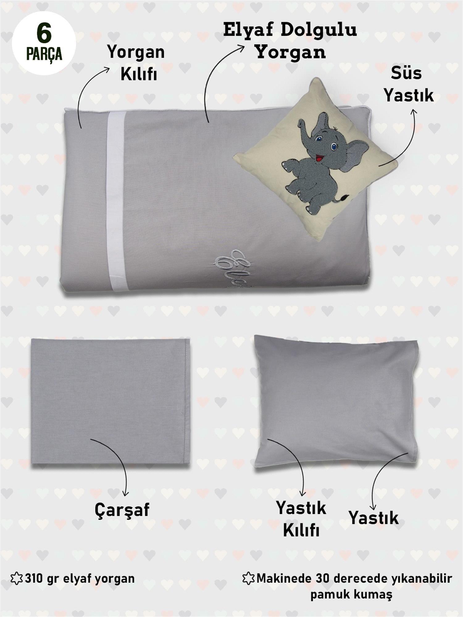 Kinder Baby Oyun Parkı Uyku Seti Gri Fil 1010