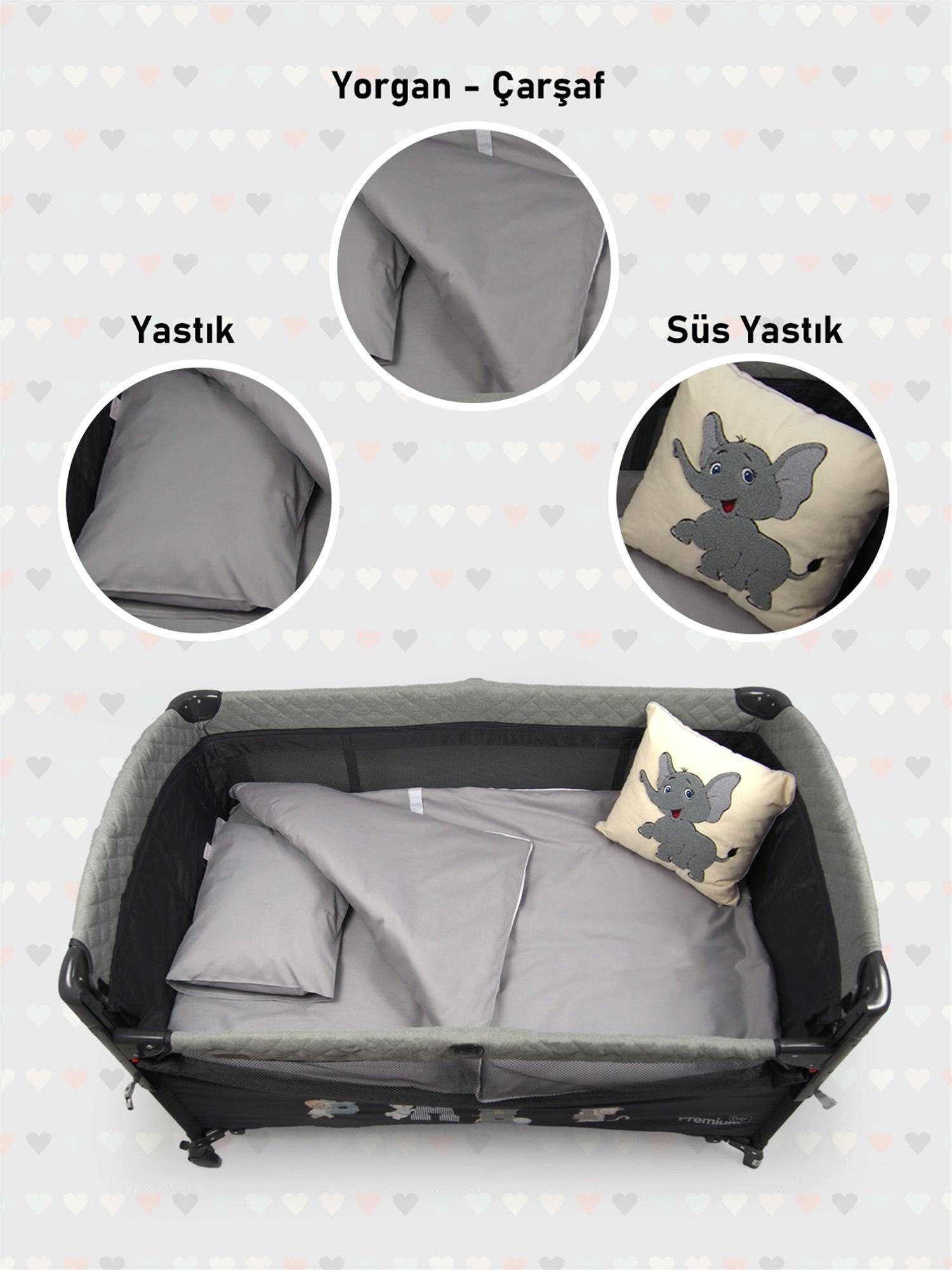 Kinder Baby Oyun Parkı Uyku Seti Gri Fil 1010