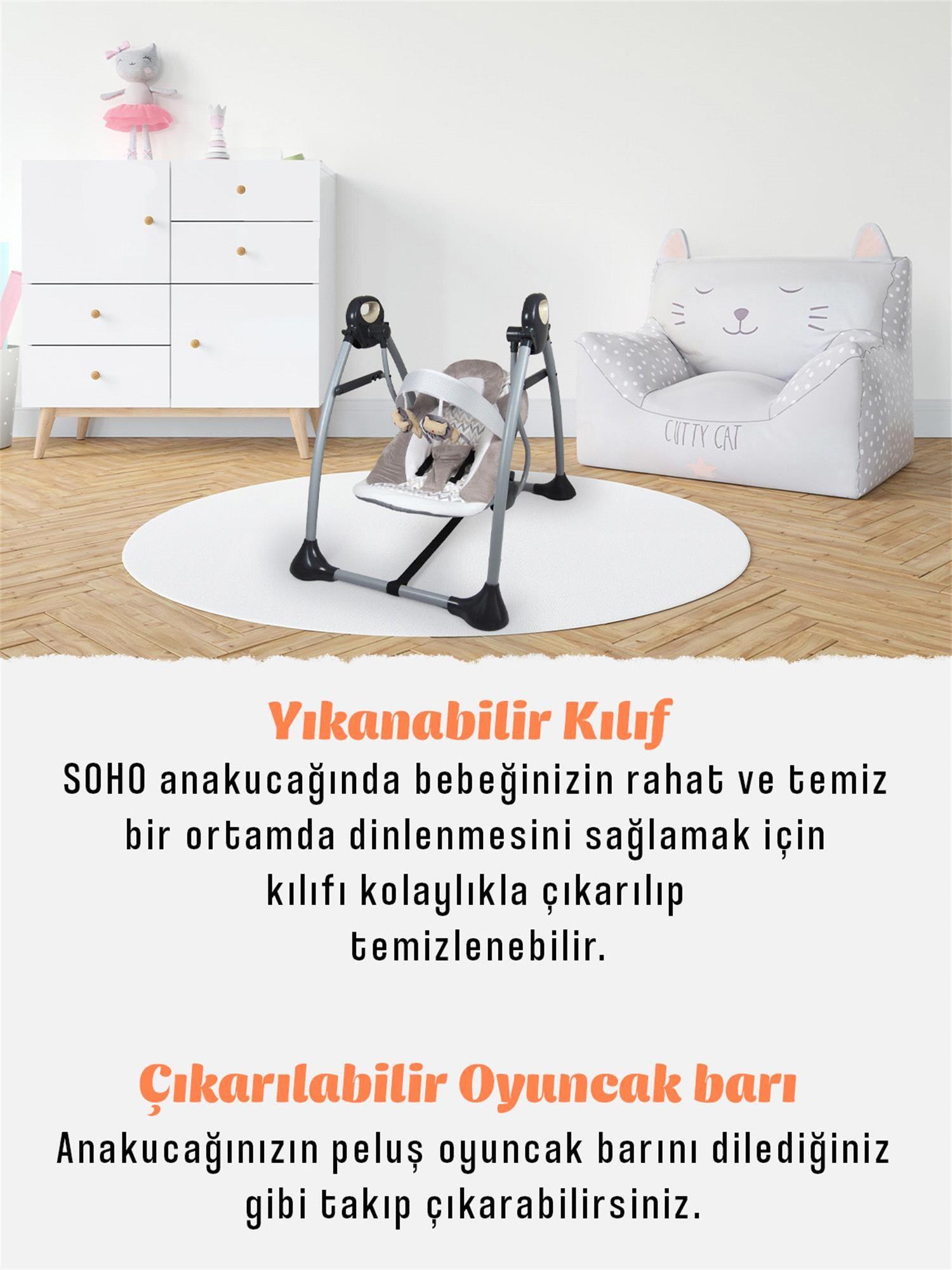 Kinder Baby Soho Oyuncaklı Salıncak Ana Kucağı Gri