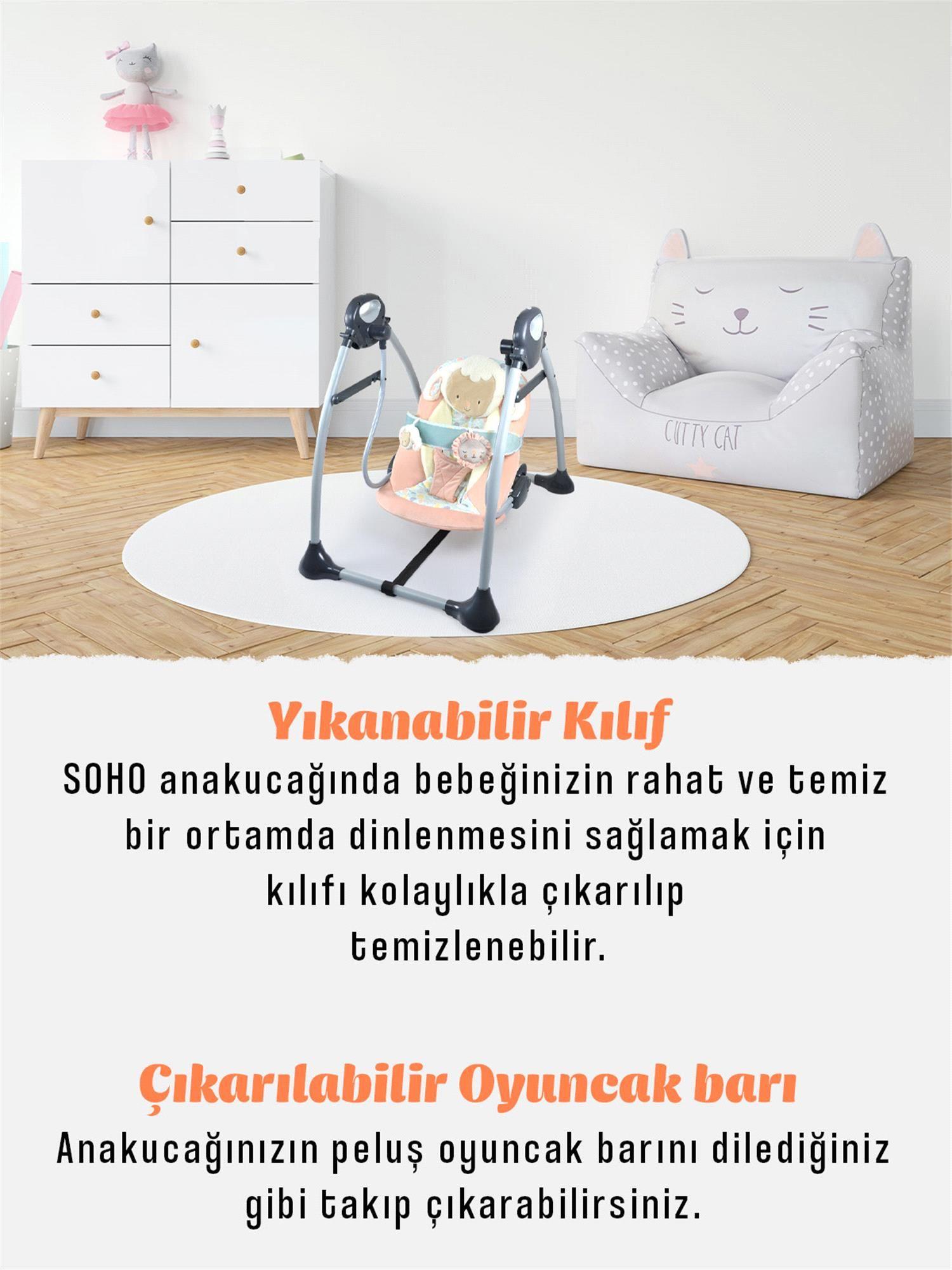 Kinder Baby Soho Oyuncaklı Salıncak Ana Kucağı Pembe