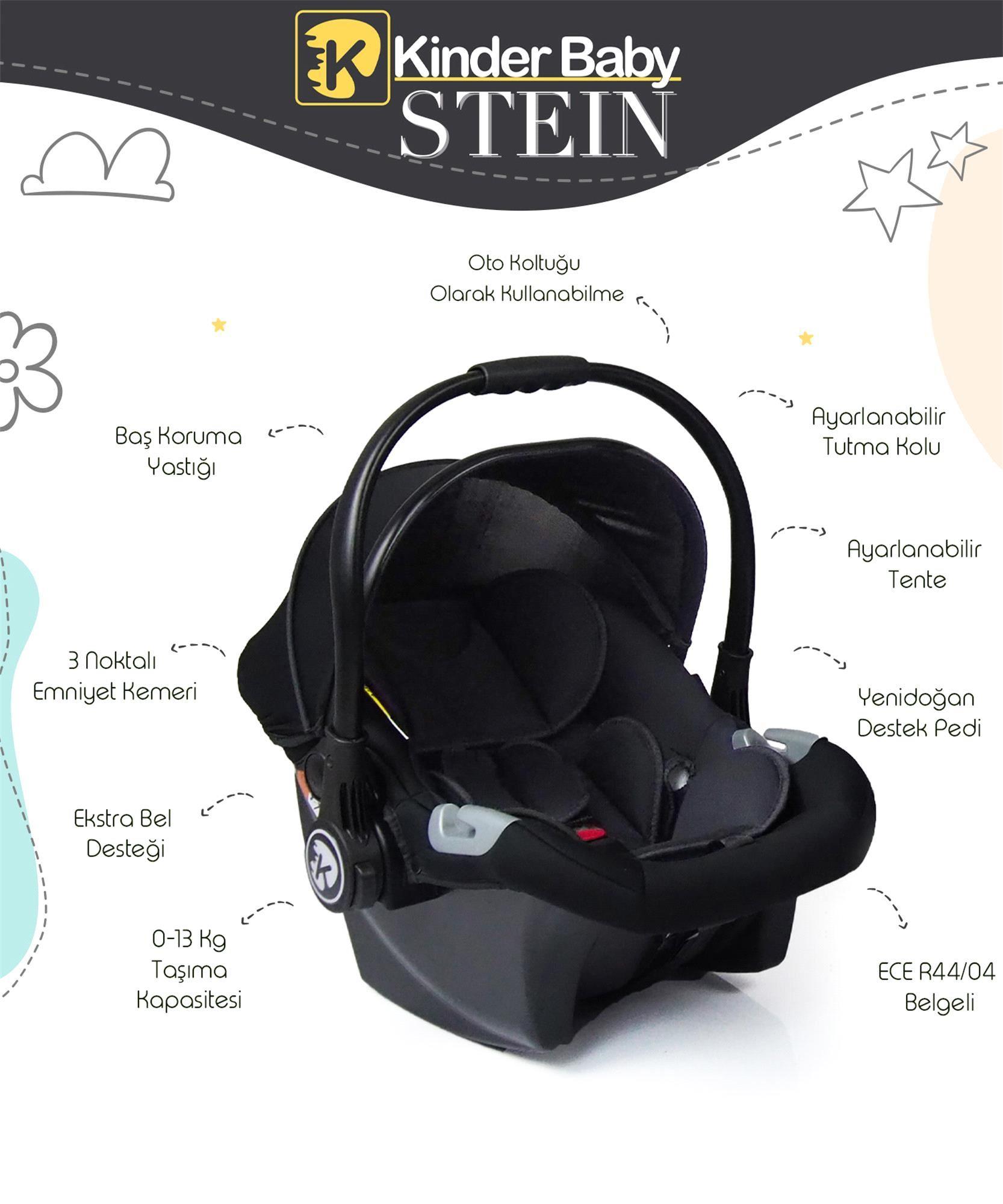 Kinder Baby Stein Travel Sistem Çift Yönlü Bebek Arabası Siyah 7090