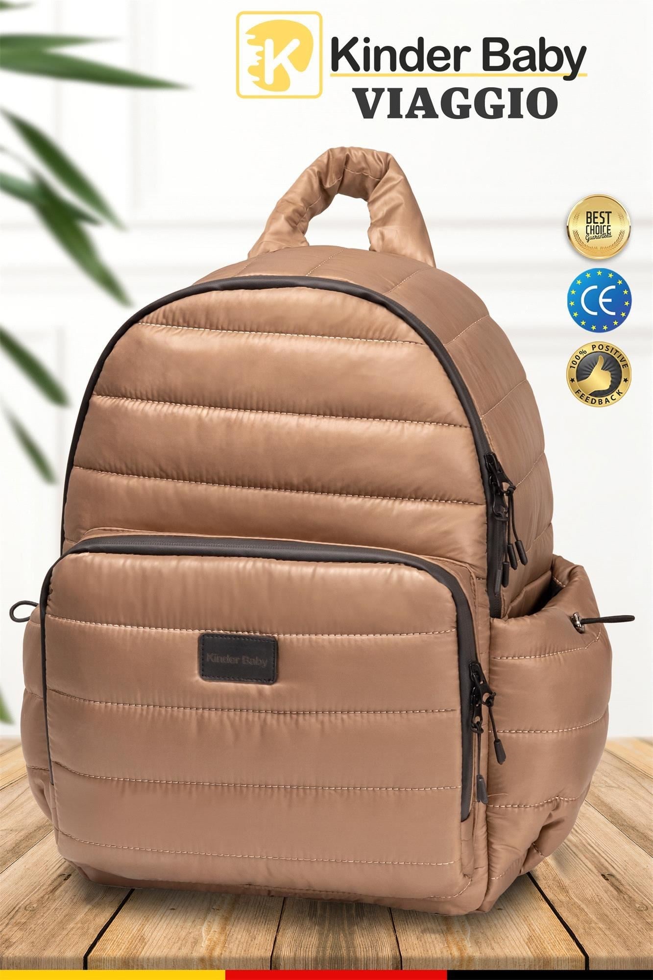 Kinder Baby Viaggio Termal Biberon Çantalı ve Alt Açma Pedli Bej Bebek Bakım Çantası