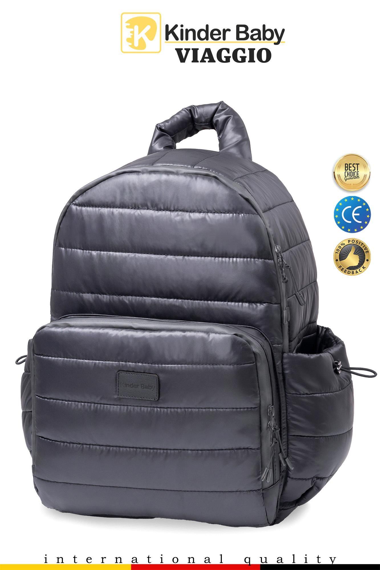 Kinder Baby Viaggio Termal  Biberon Çantalı ve Alt Açma Pedli Siyah Bebek Bakım Çantası