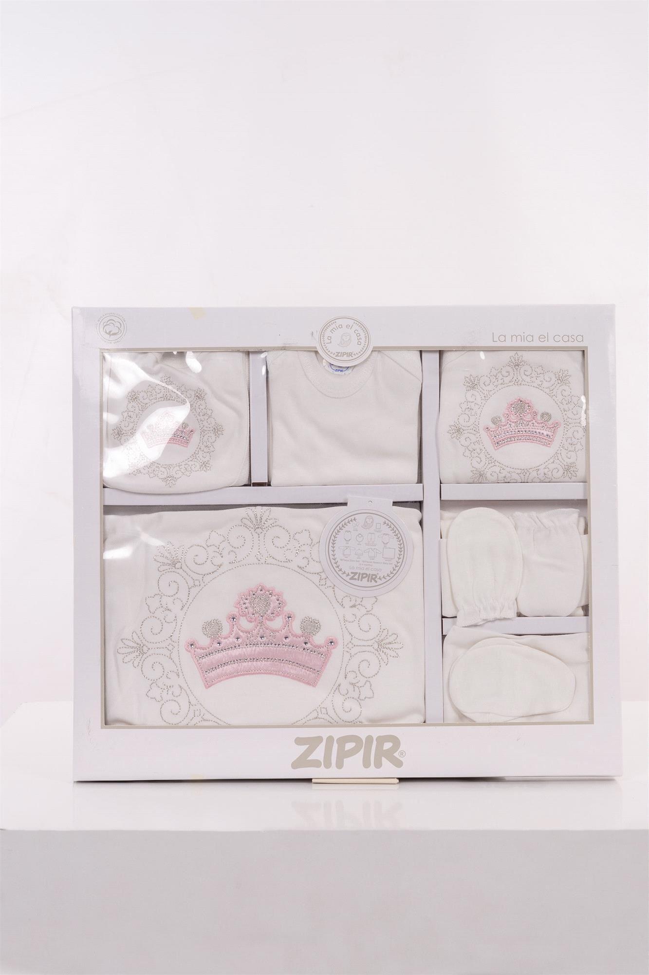 Kinder Baby Zıpır Kız Bebek Taç Model 10'lu Hastane Çıkış Seti Pembe 522