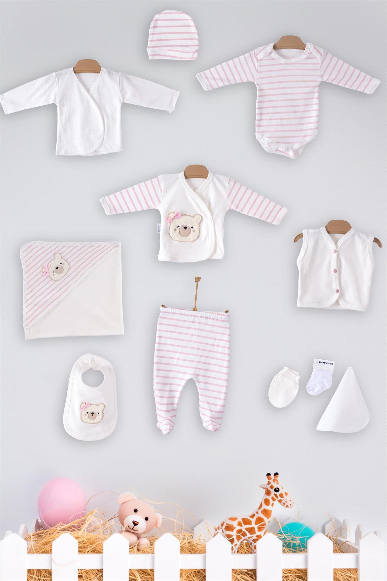 Kinder Baby Zuhu Kız Bebek 11'li Ayıcık Hastane Çıkış Seti Pembe 102