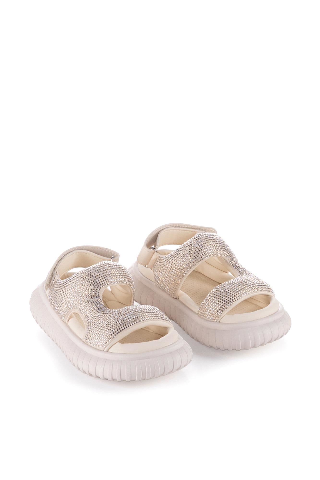 Marco Kids Kız Çocuk Taşlı Sandalet Krem 26Y845