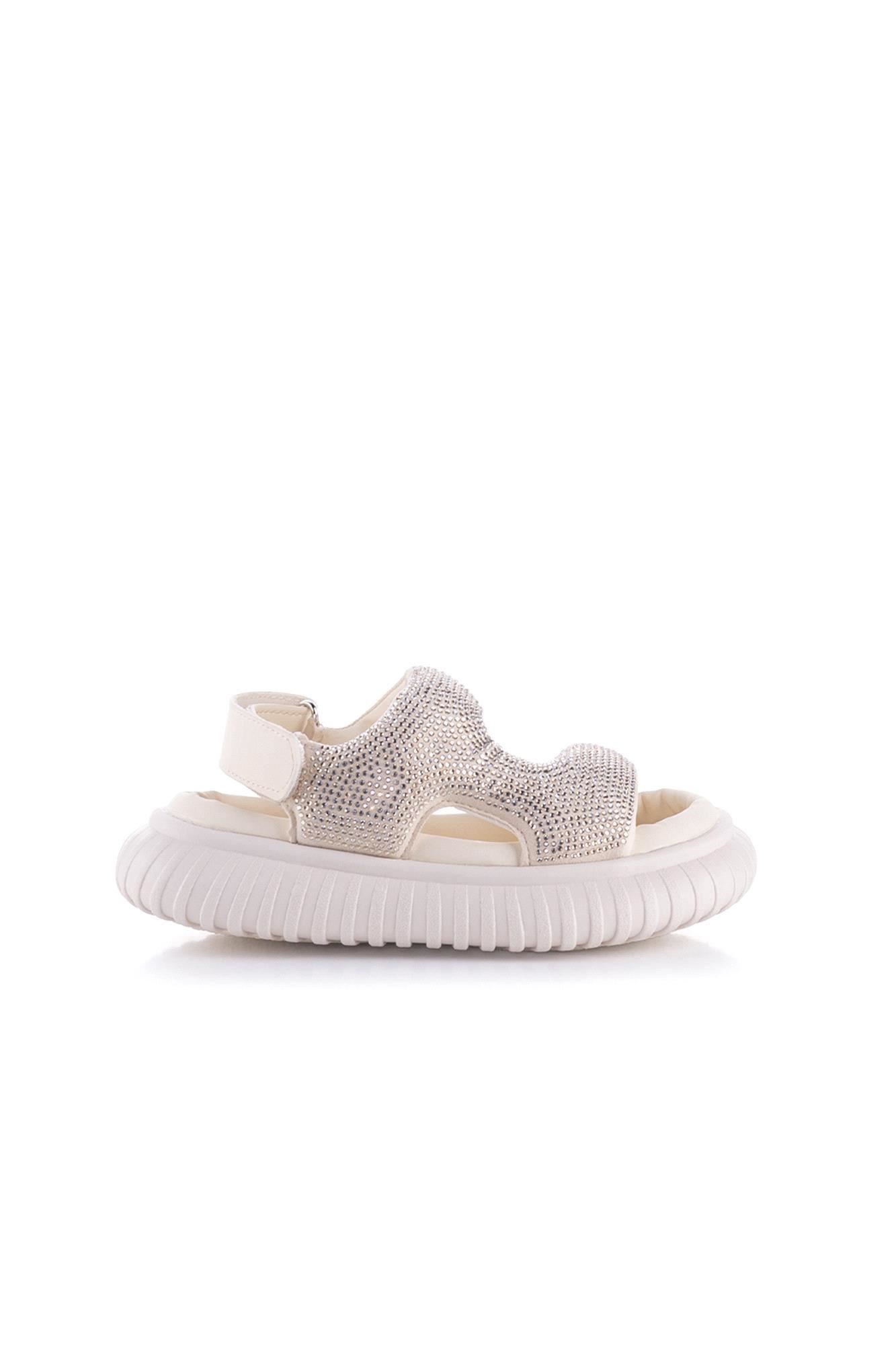 Marco Kids Kız Çocuk Taşlı Sandalet Krem 26Y845