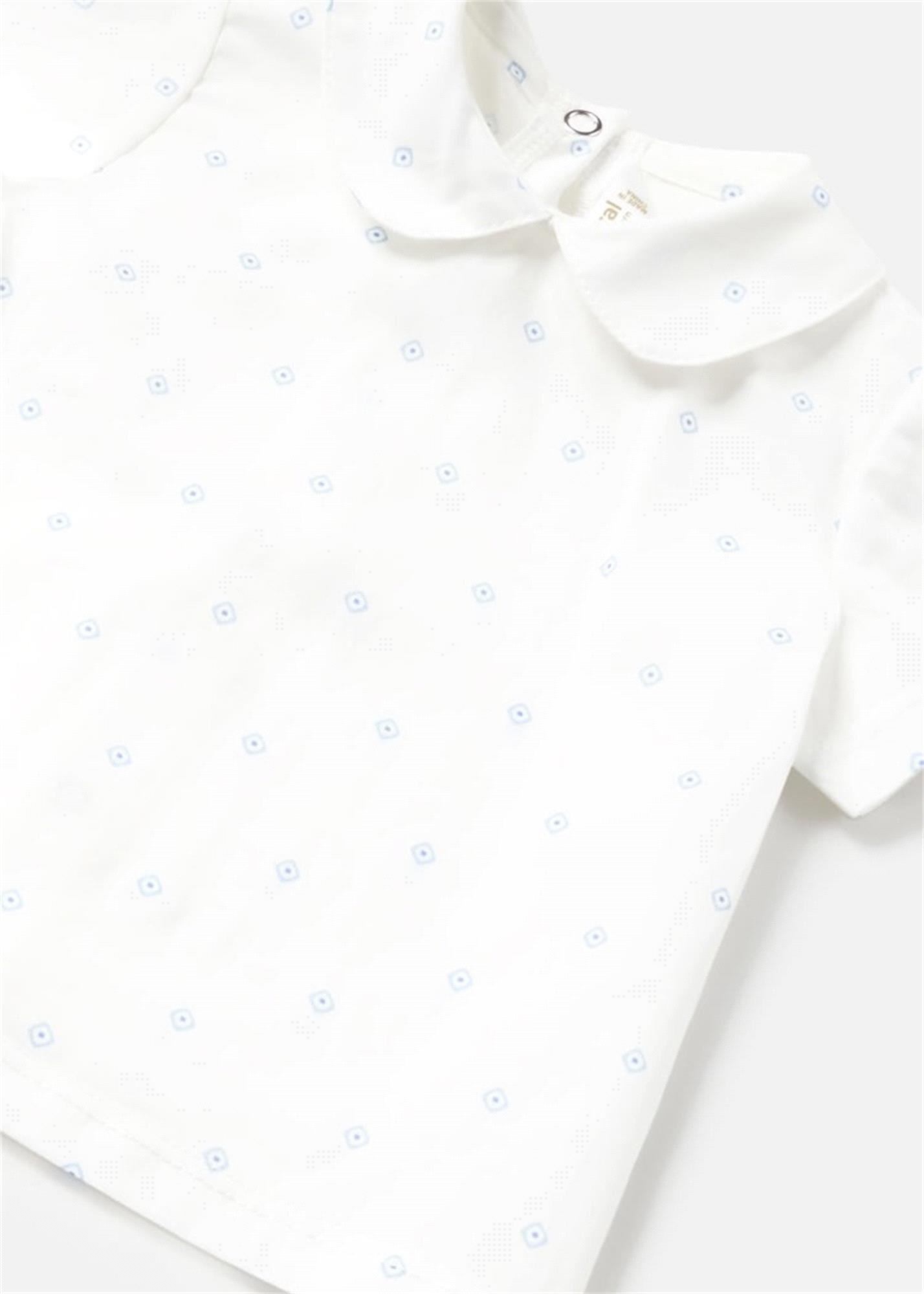 Mayoral Erkek Bebek Gömlek Triko Şort Takım Beyaz 1206