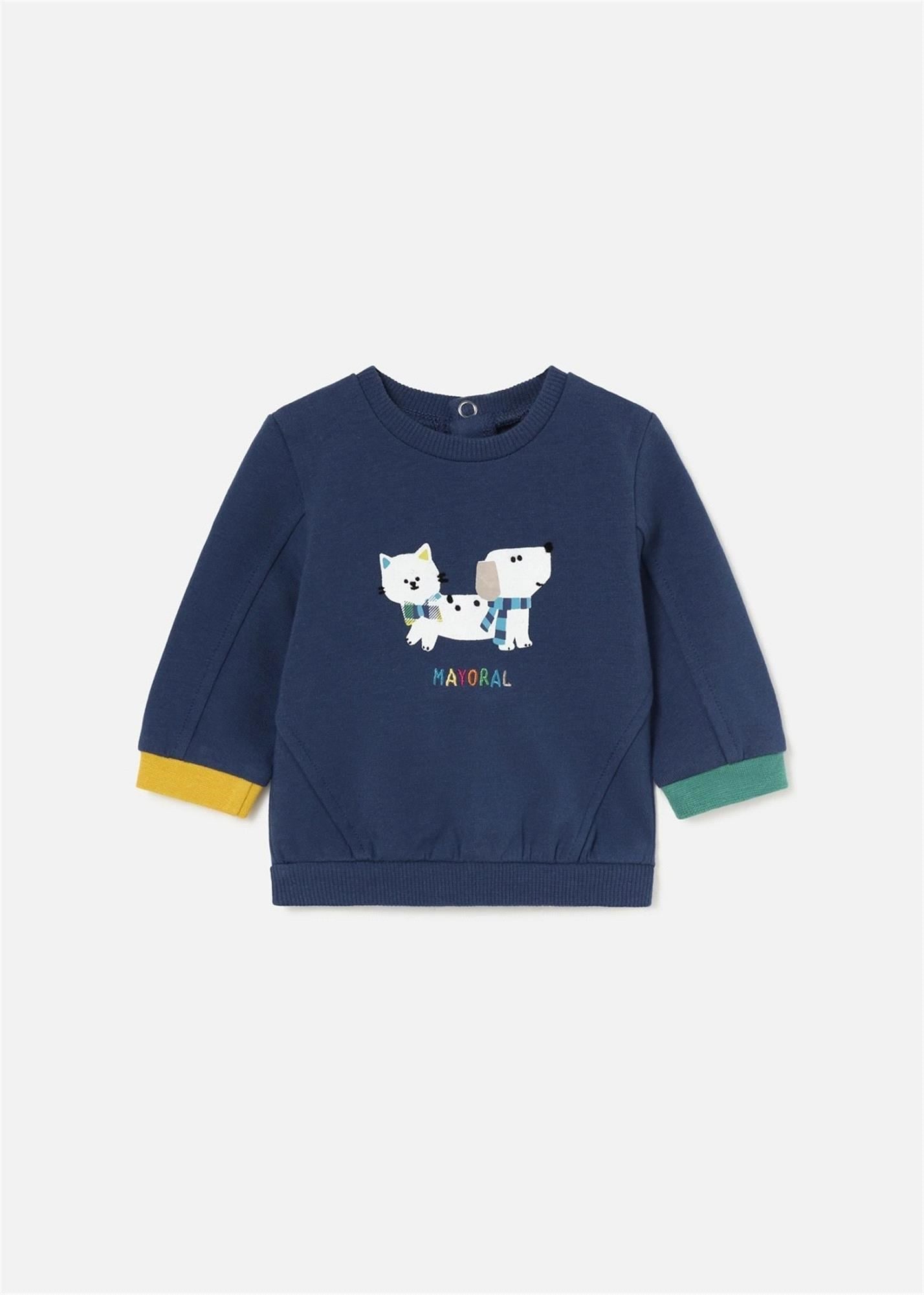 Mayoral Erkek Bebek Motifli Sweatshirt Lacivert 2455
